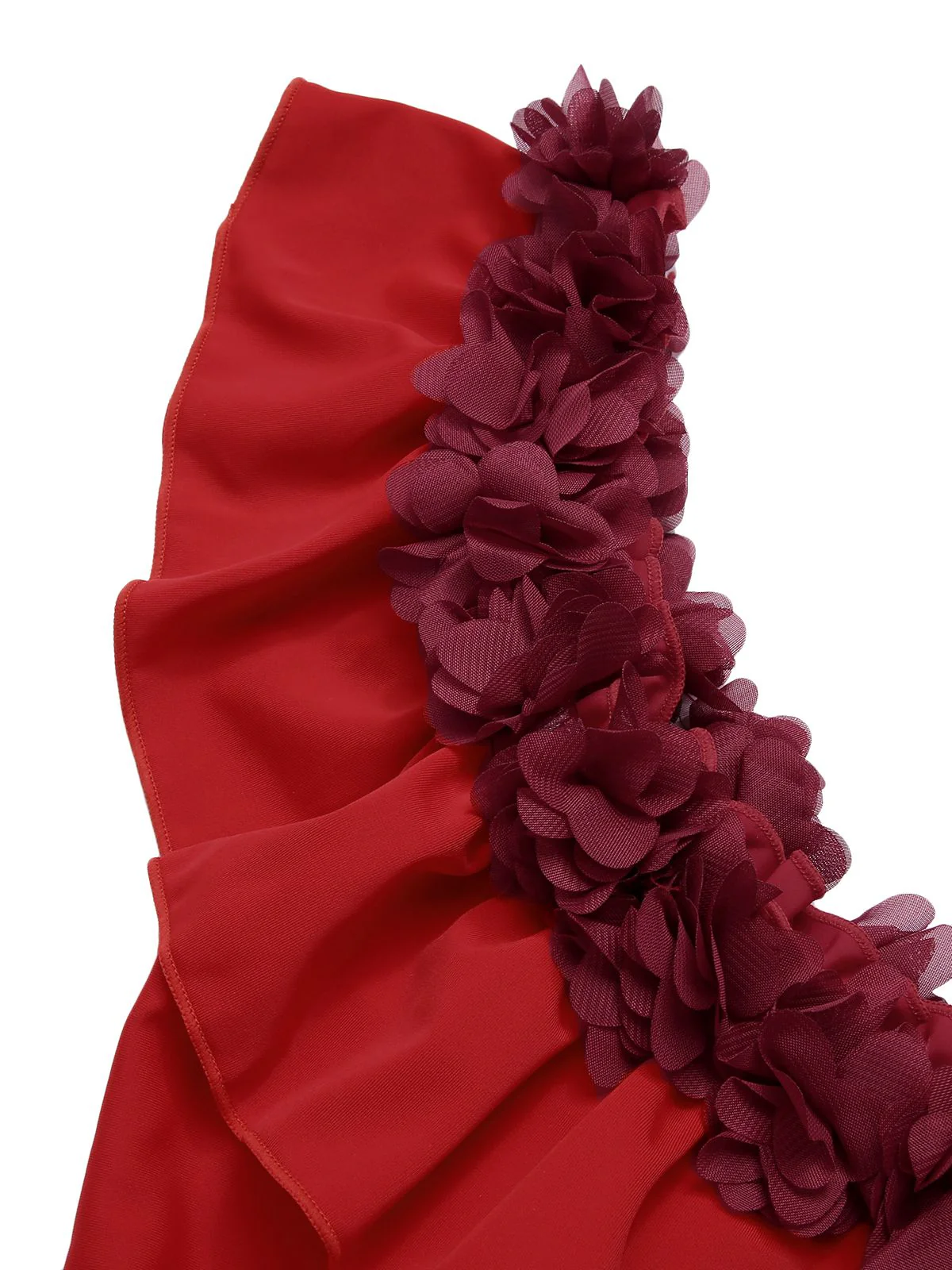 1940s Solid Petal Patchwork One Shoulder Swimsuit - Image 11
