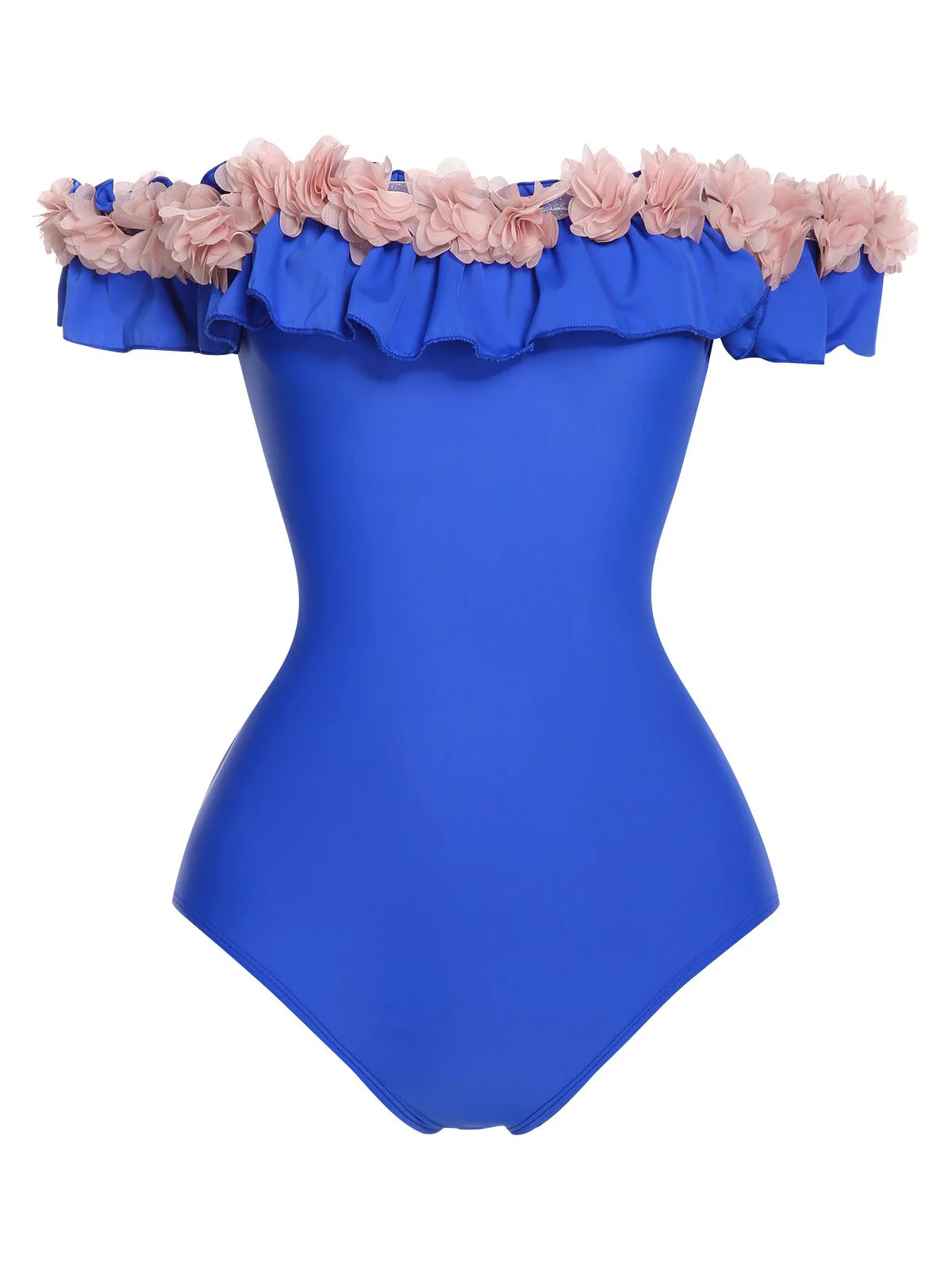 1940s Solid Petal Patchwork One Shoulder Swimsuit - Image 14