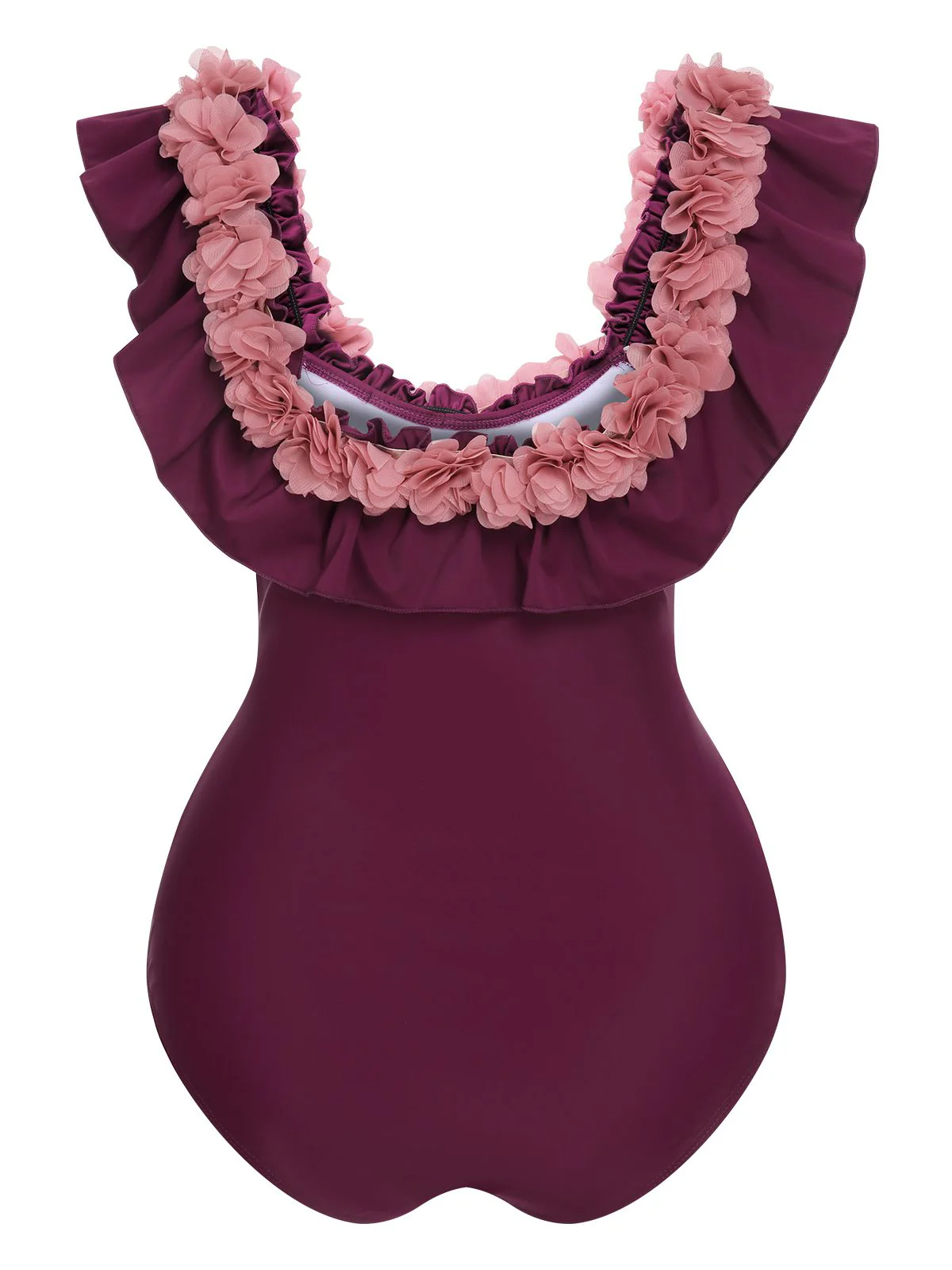 1940s Solid Petal Patchwork One Shoulder Swimsuit - Image 6