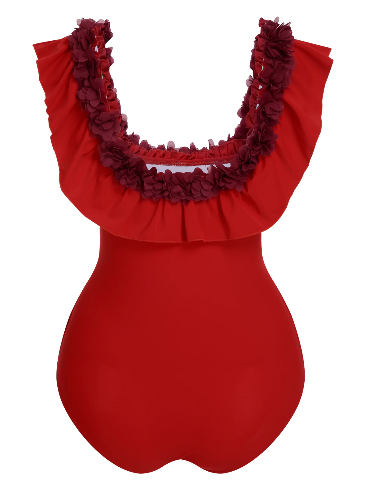 1940s Solid Petal Patchwork One Shoulder Swimsuit - Image 9