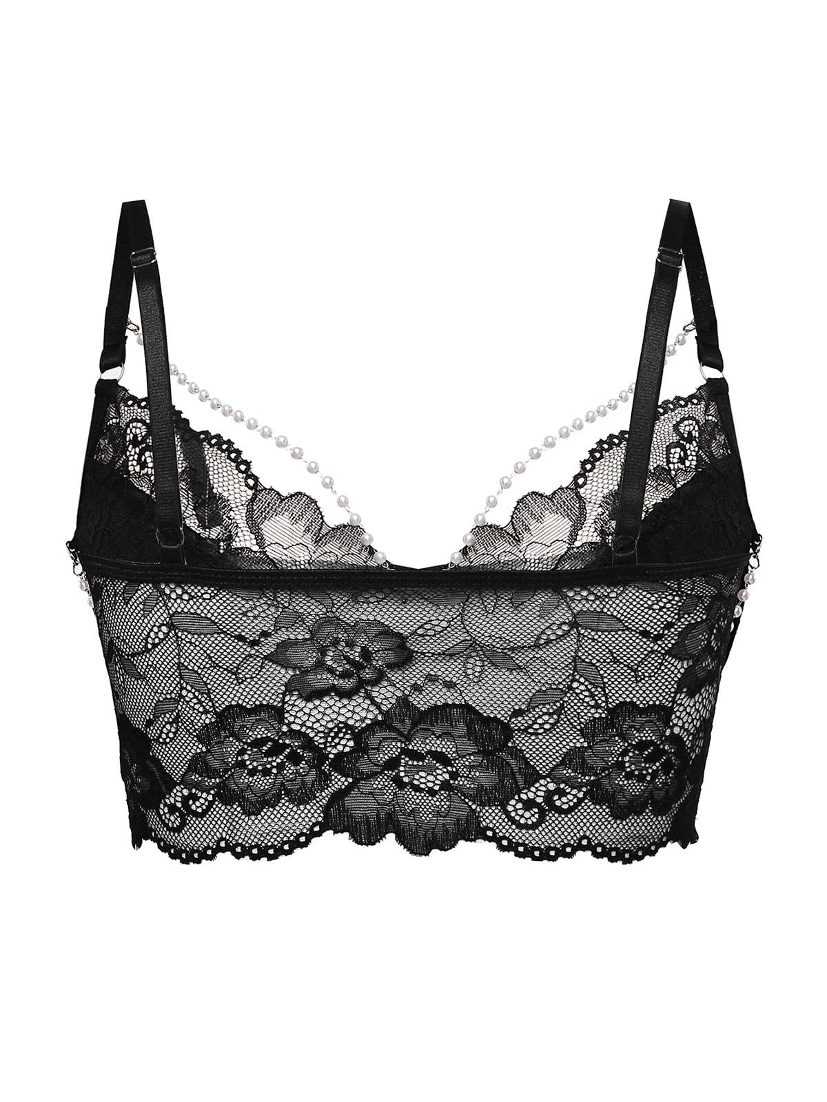 1940s Pearl Chain Floral Lace Crop Camisole - Image 2