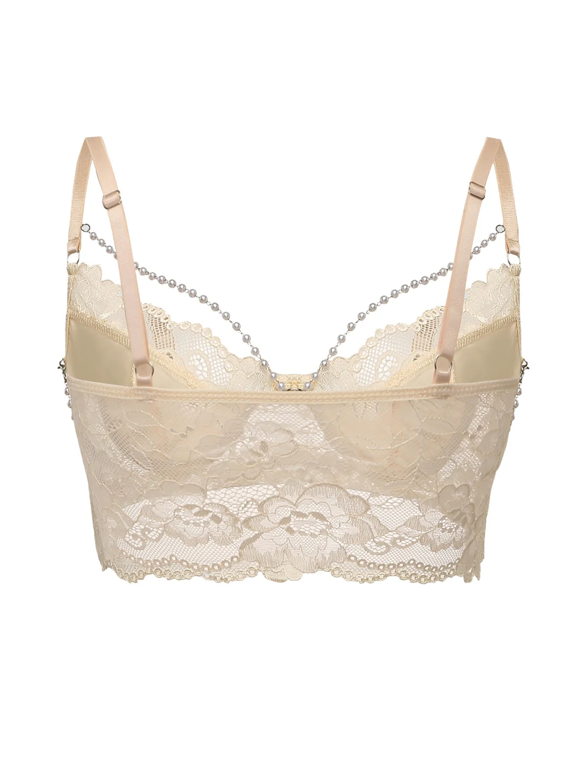 1940s Pearl Chain Floral Lace Crop Camisole - Image 5