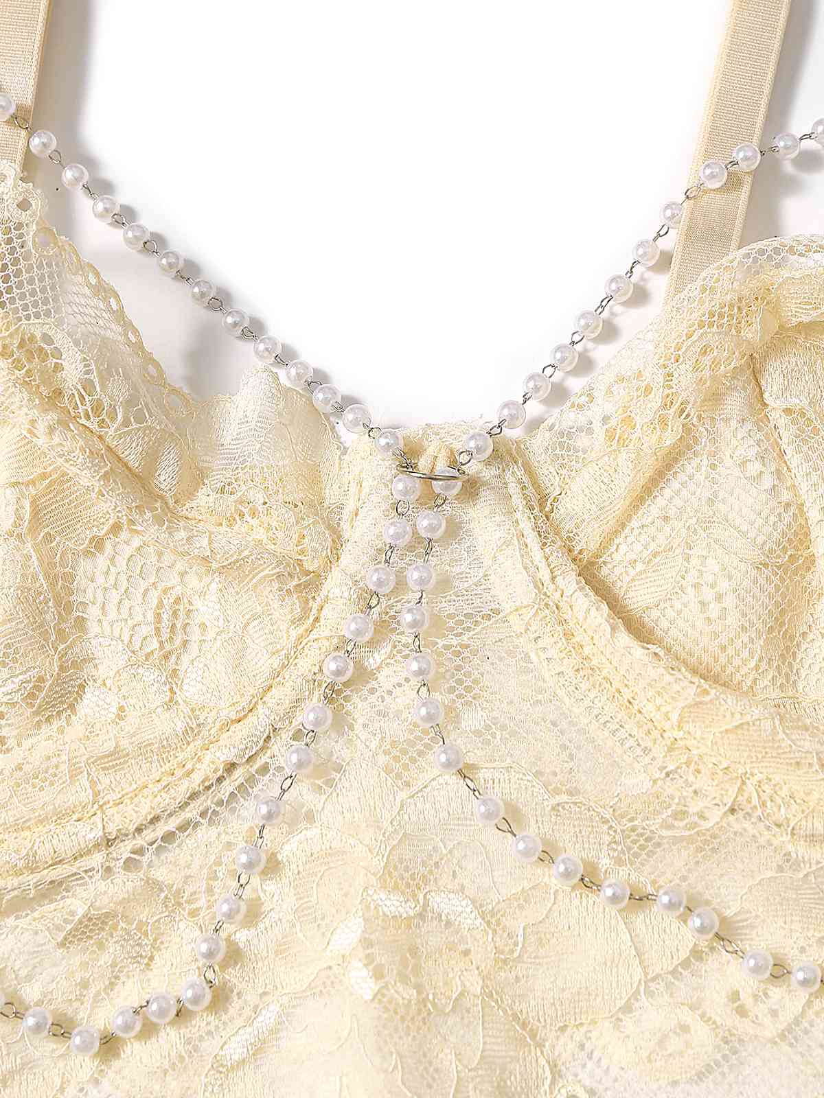 1940s Pearl Chain Floral Lace Crop Camisole - Image 6