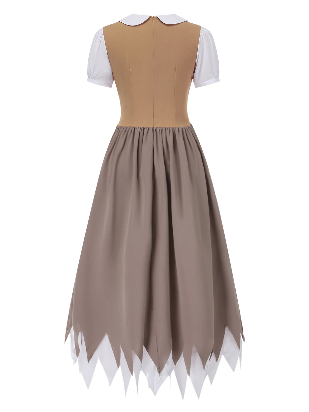 1940s Peter Pan Collar Patchwork Midi Dress - Image 2