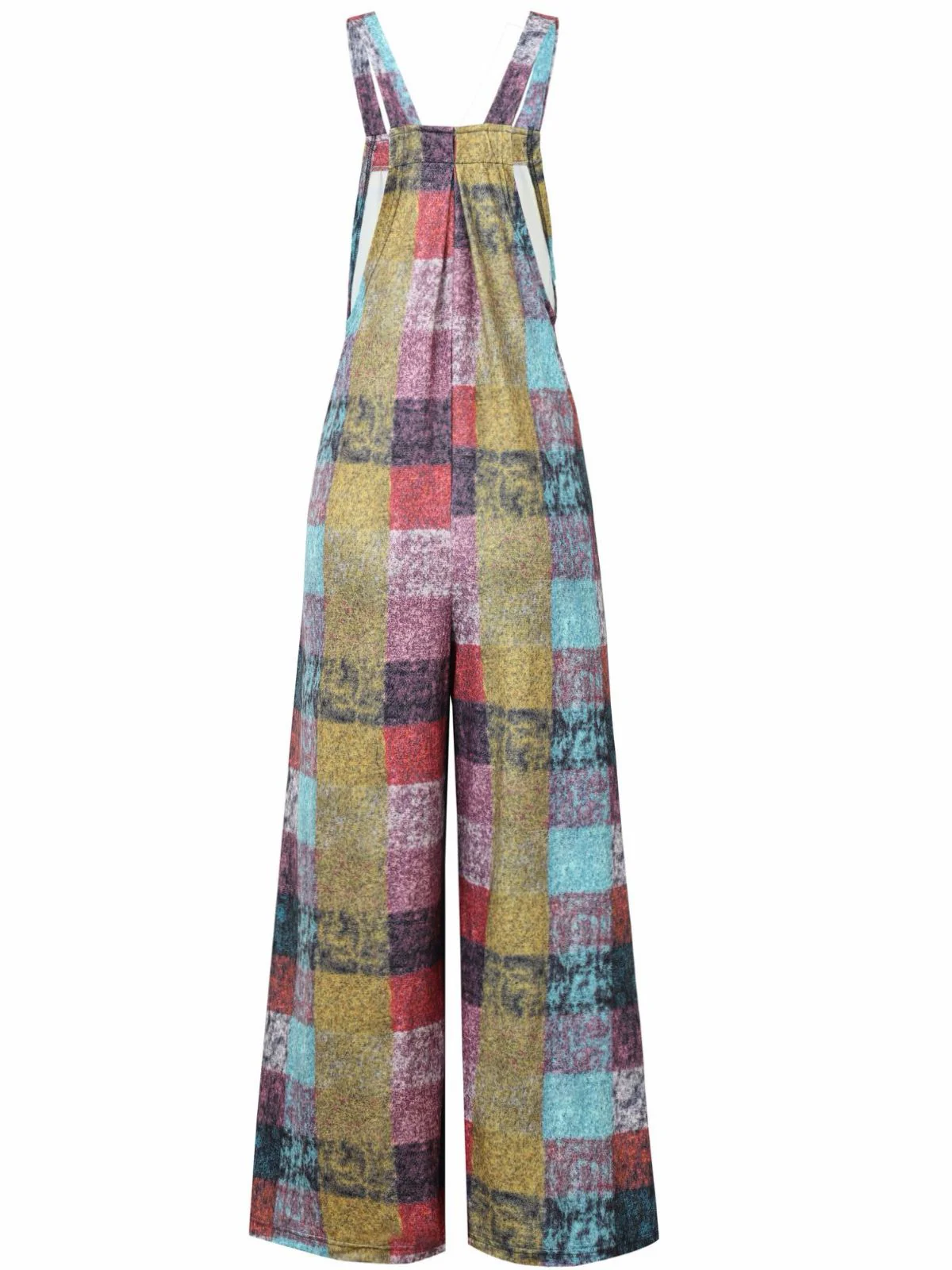 1940s Plaid Pockets Wide Legs Jumpsuit - Image 3