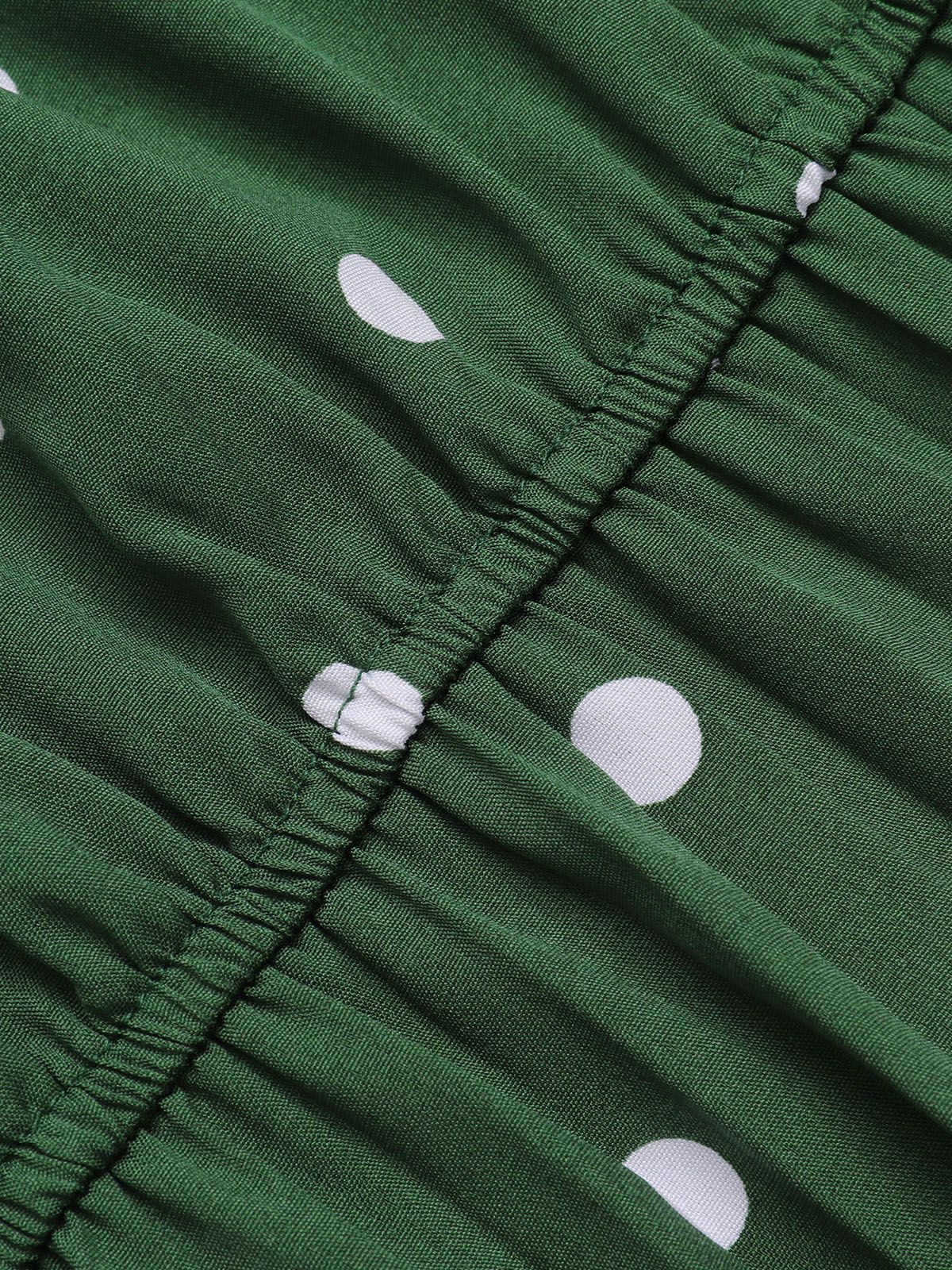 1940s Polka Dot Drawstring Pleated Dress - Image 6