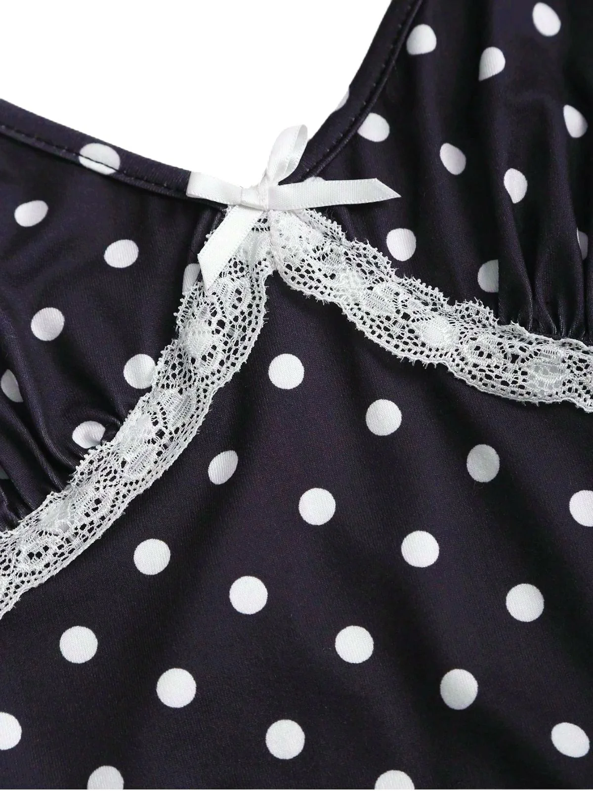1940s Polka Dot Lace Trim Strap Jumpsuit - Image 4