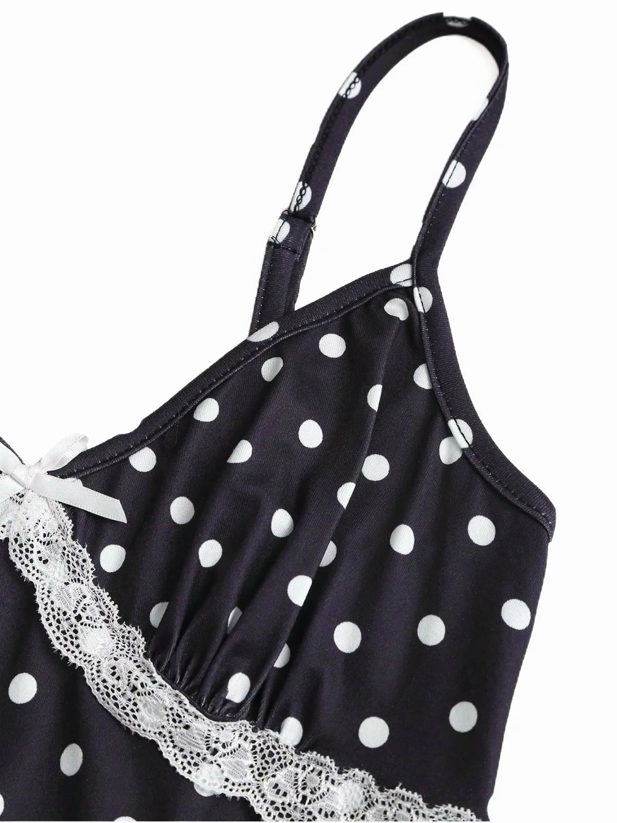 1940s Polka Dot Lace Trim Strap Jumpsuit - Image 5