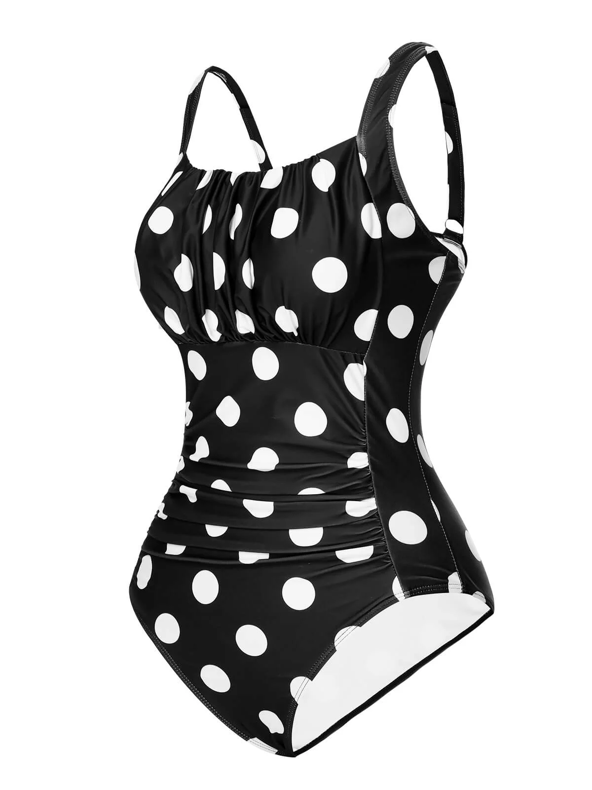 1940s Polka Dots Wrinkle Strap Swimsuit - Image 2