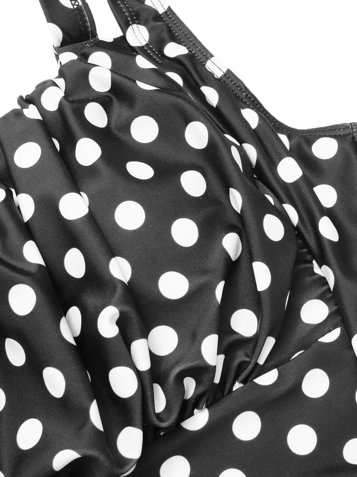 1940s Polka Dots Wrinkle Strap Swimsuit - Image 5