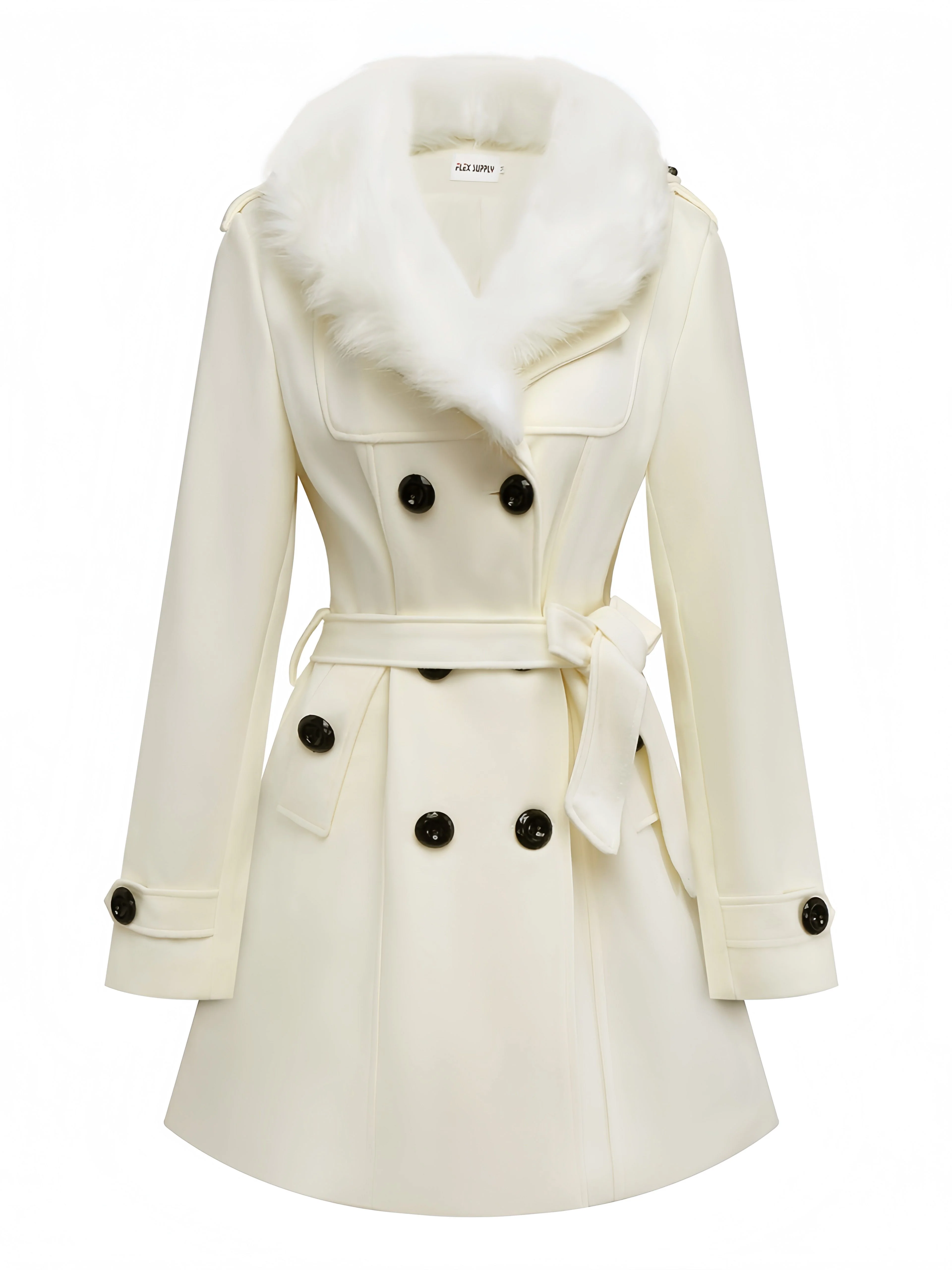 1940s Removable Faux-Fur Collar Buttons Coat - Image 2