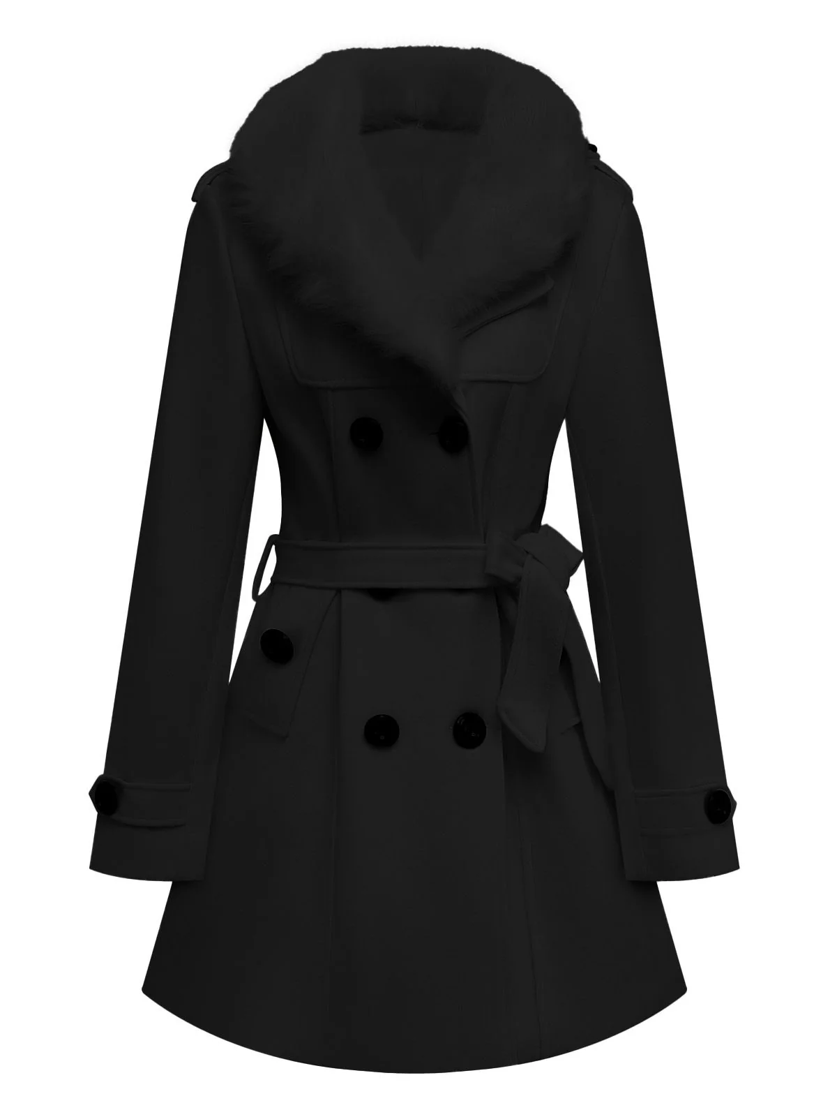 1940s Removable Faux-Fur Collar Buttons Coat - Image 8