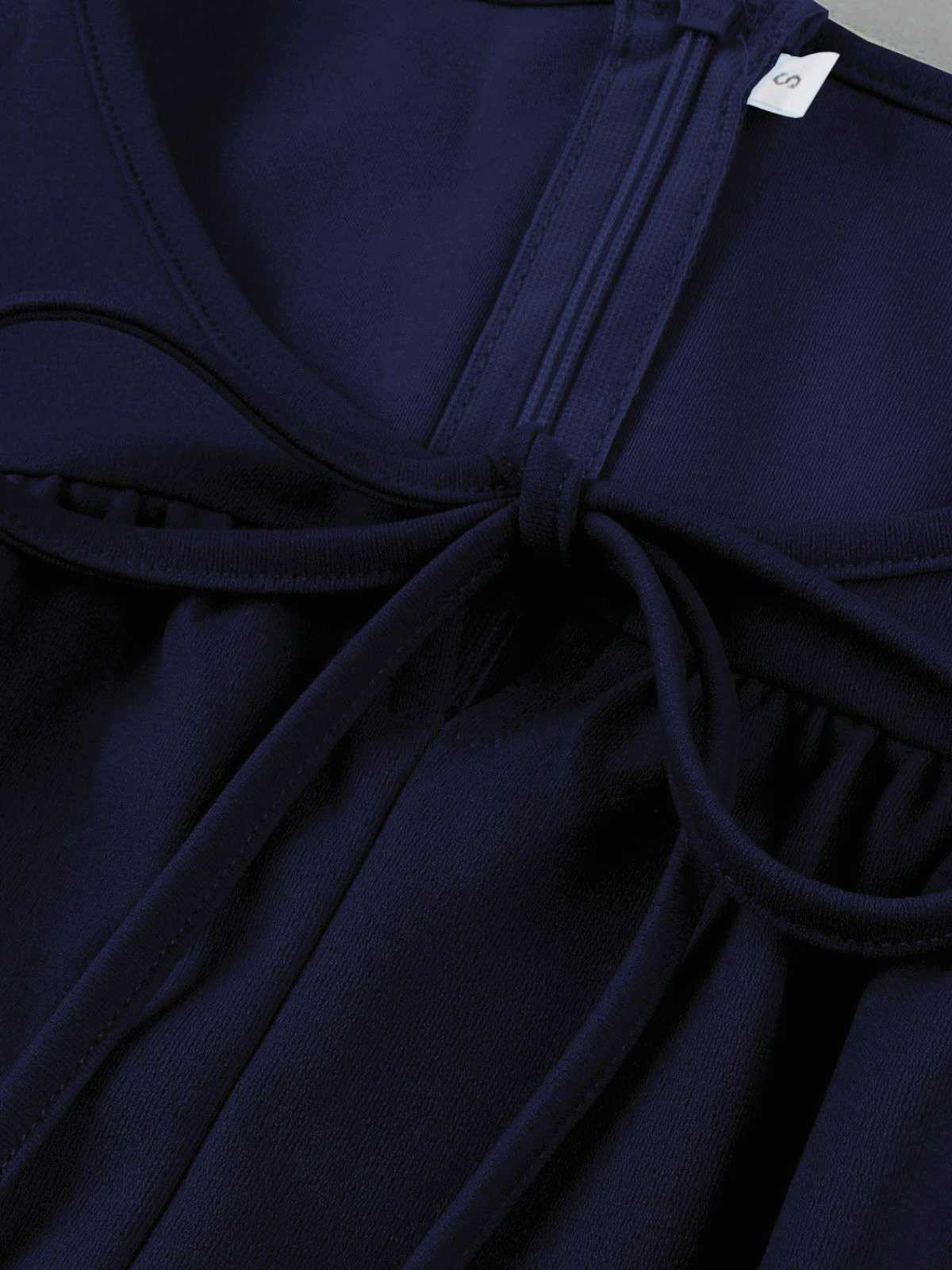 1940s Round Neck Bow Solid Tiered Dress - Image 12