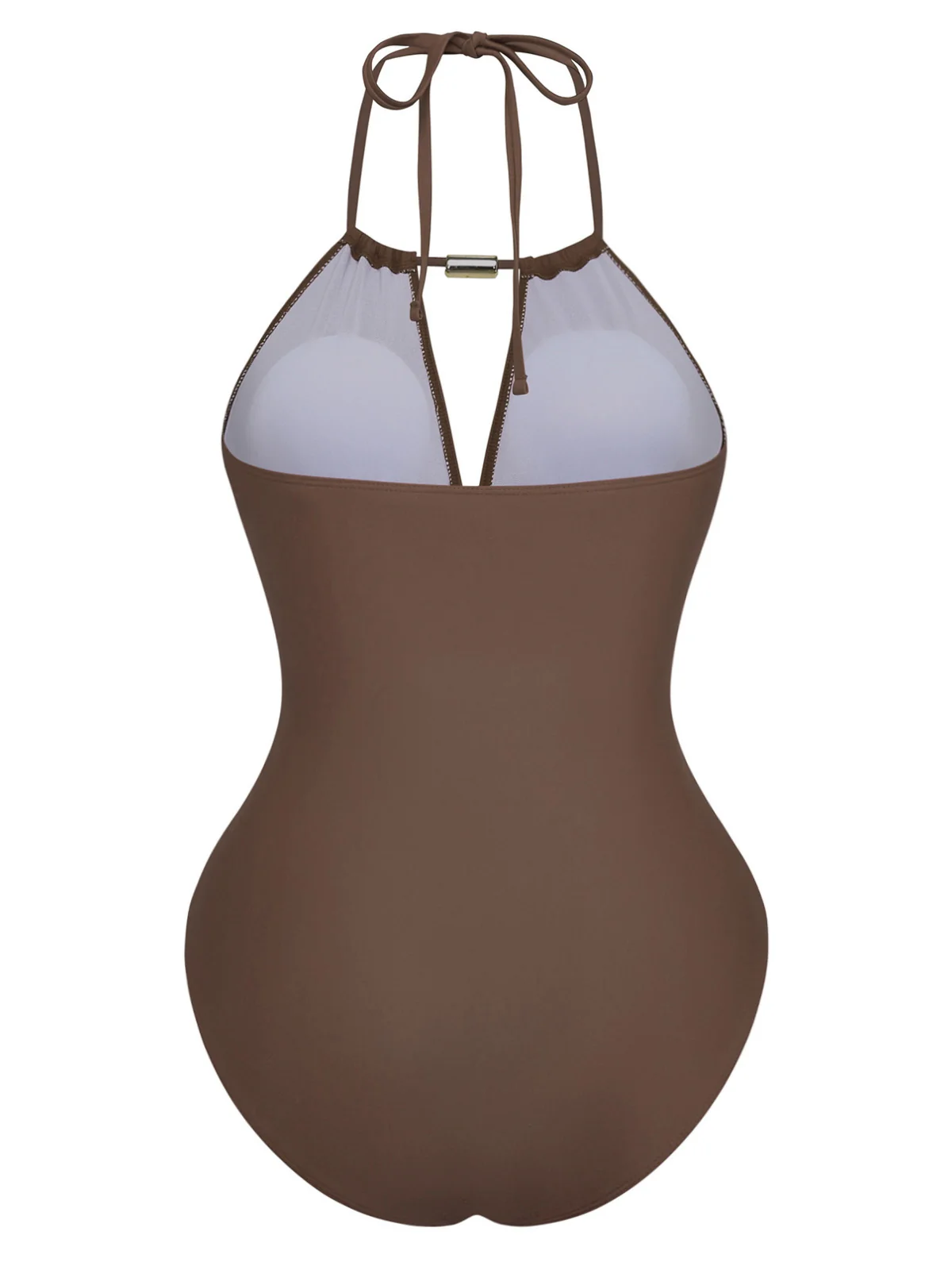 1940s Ruched Deep-V Halter One-Piece Swimsuit - Image 10