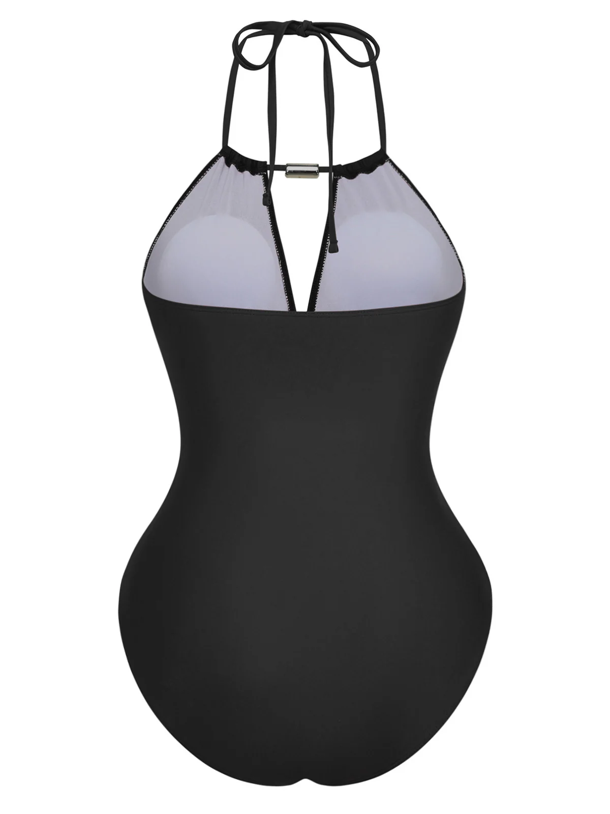 1940s Ruched Deep-V Halter One-Piece Swimsuit - Image 8