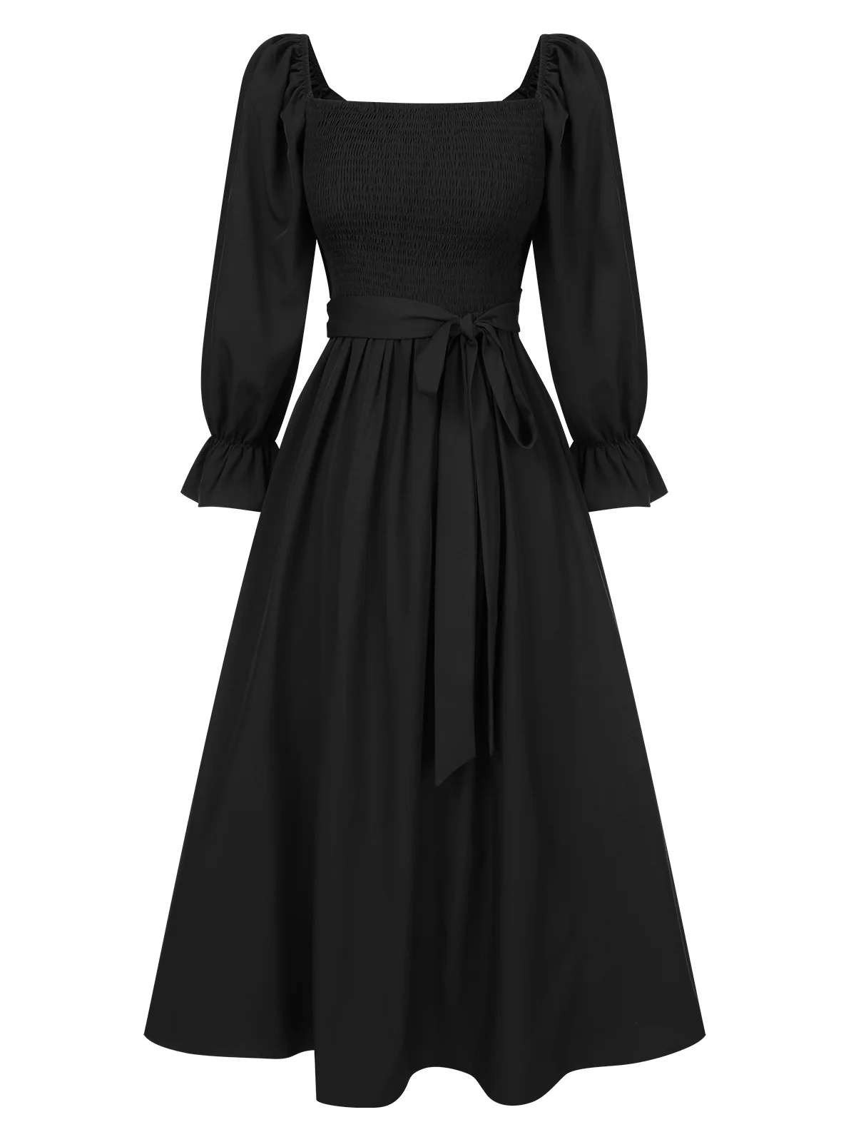 1940s Ruffle Wrap Reversible Puff Sleeve Dress - Image 5