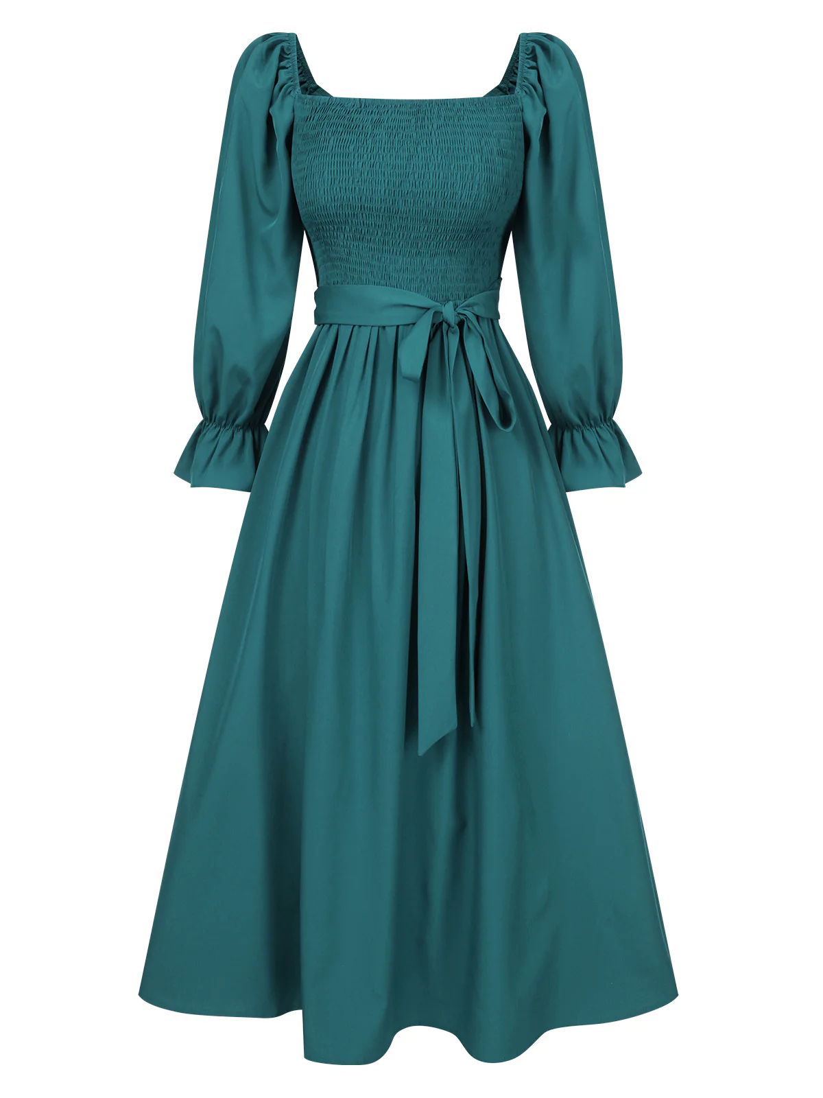 1940s Ruffle Wrap Reversible Puff Sleeve Dress - Image 13