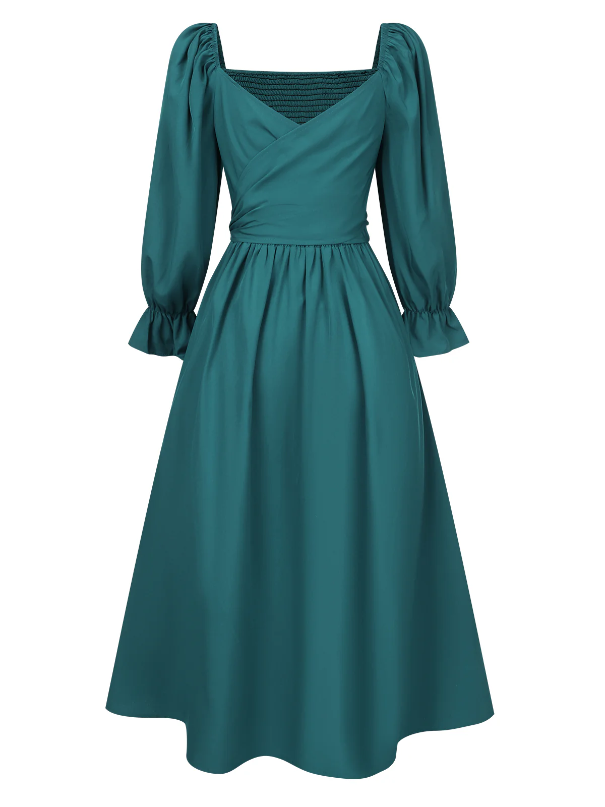 1940s Ruffle Wrap Reversible Puff Sleeve Dress - Image 15
