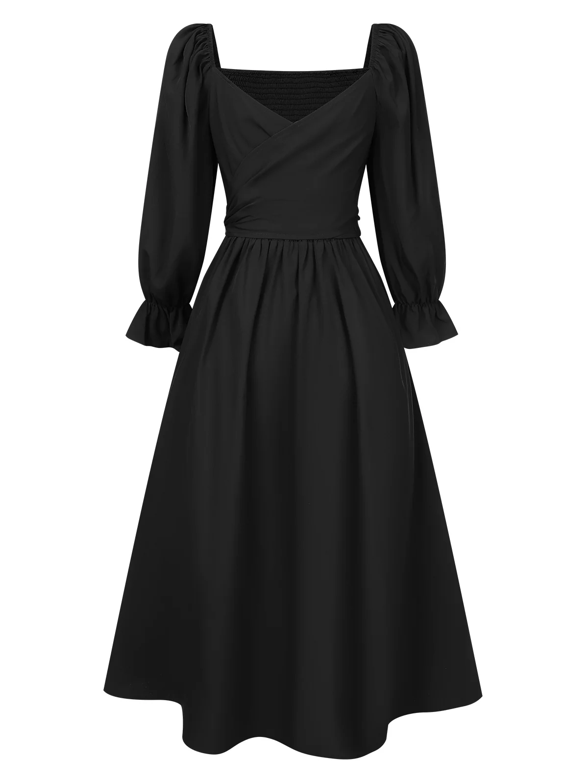 1940s Ruffle Wrap Reversible Puff Sleeve Dress - Image 6