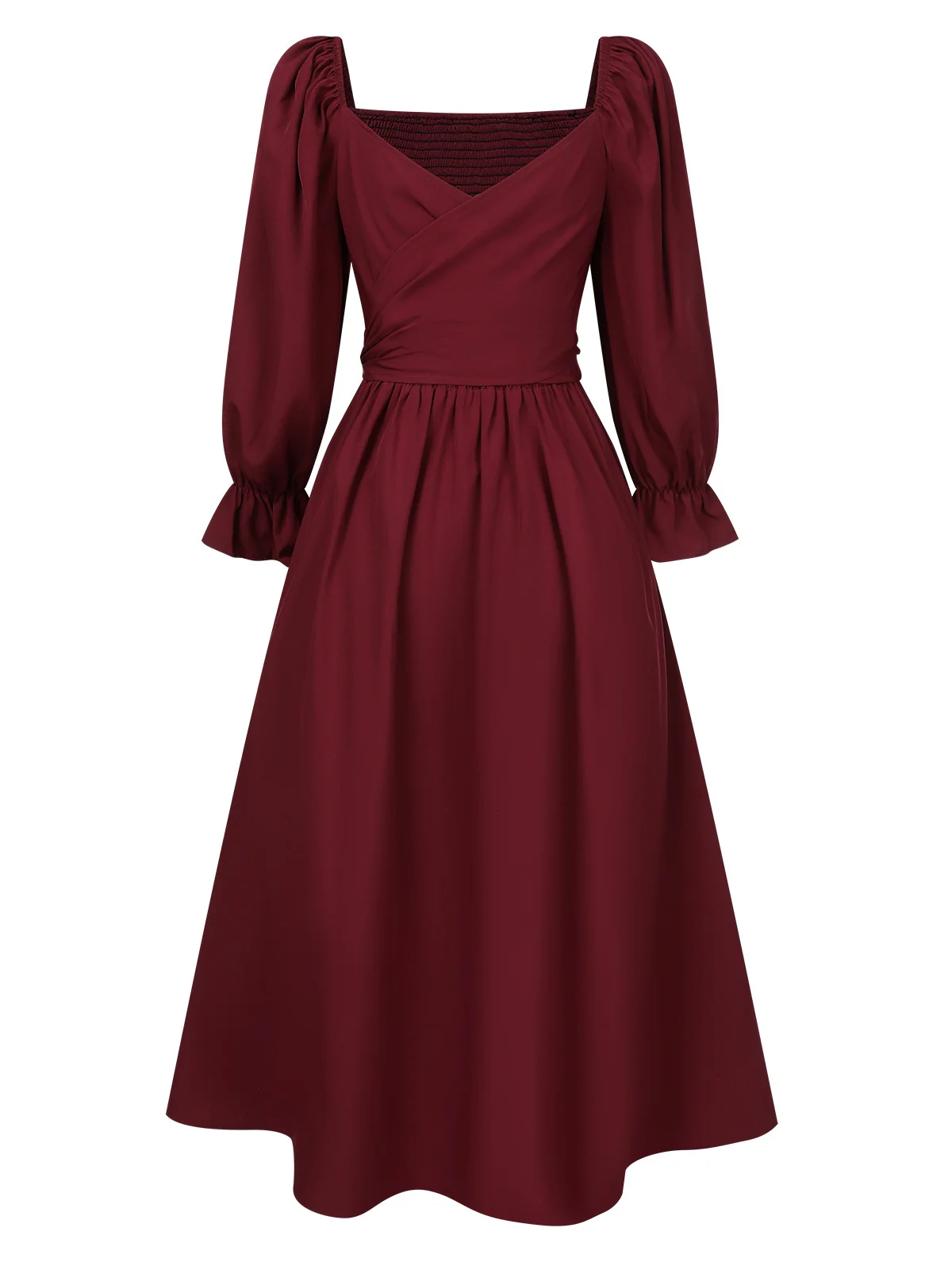 1940s Ruffle Wrap Reversible Puff Sleeve Dress - Image 2