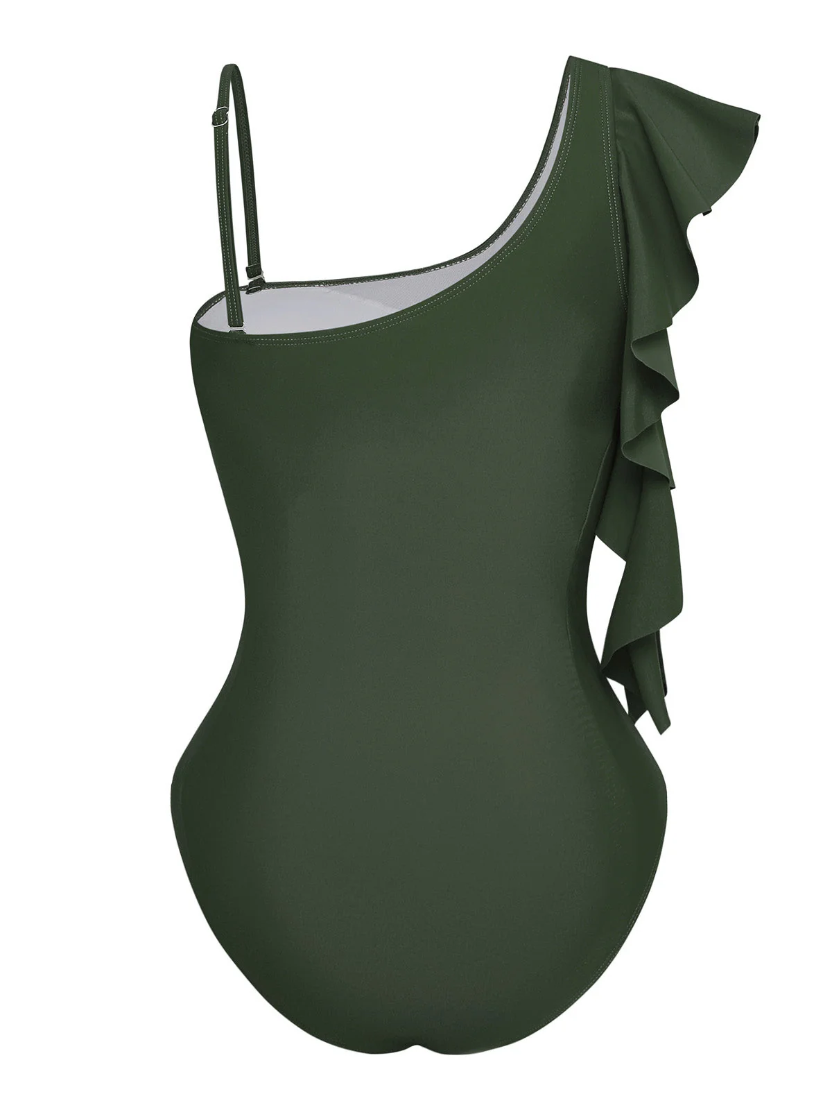 1940s Ruffled Asymmetrical Neck One-Piece Swimsuit - Image 10