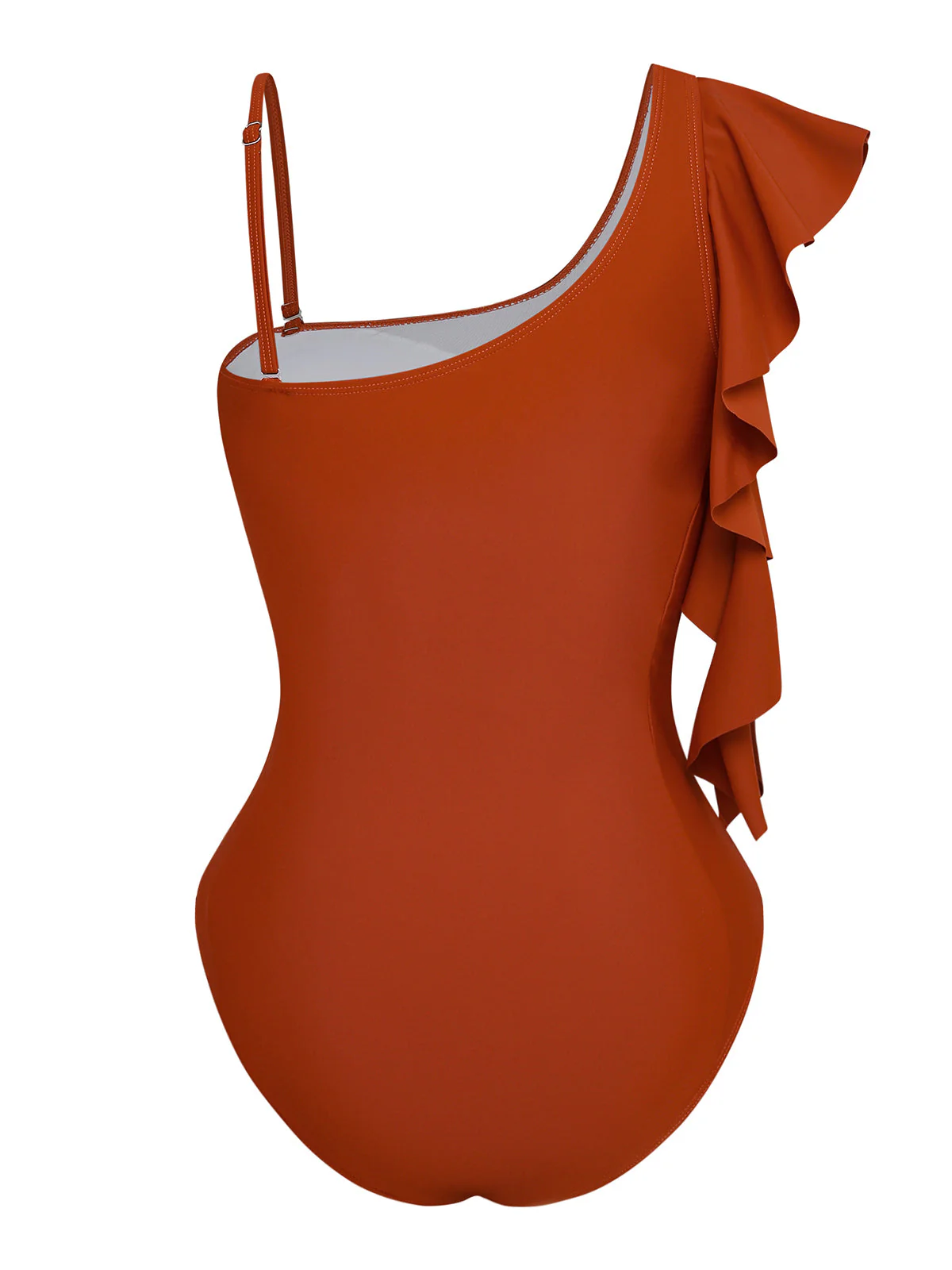 1940s Ruffled Asymmetrical Neck One-Piece Swimsuit - Image 3