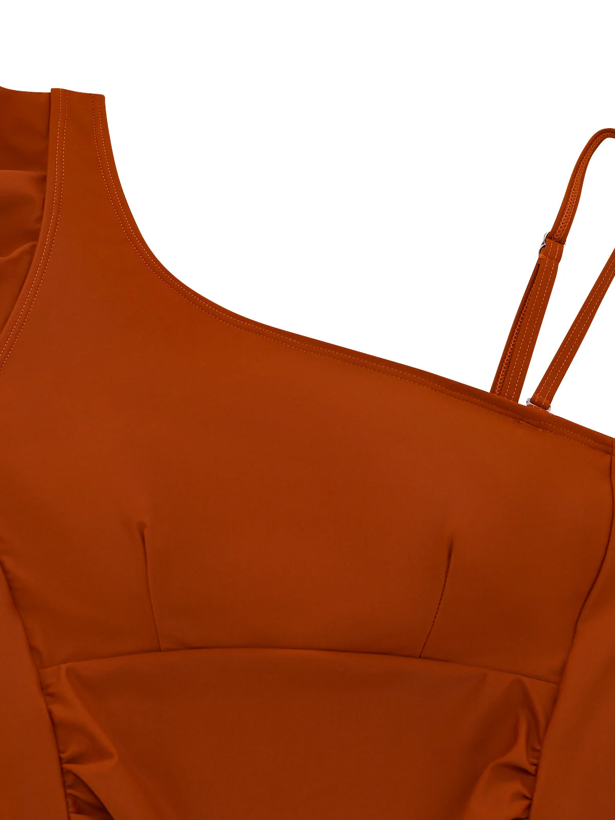 1940s Ruffled Asymmetrical Neck One-Piece Swimsuit - Image 4