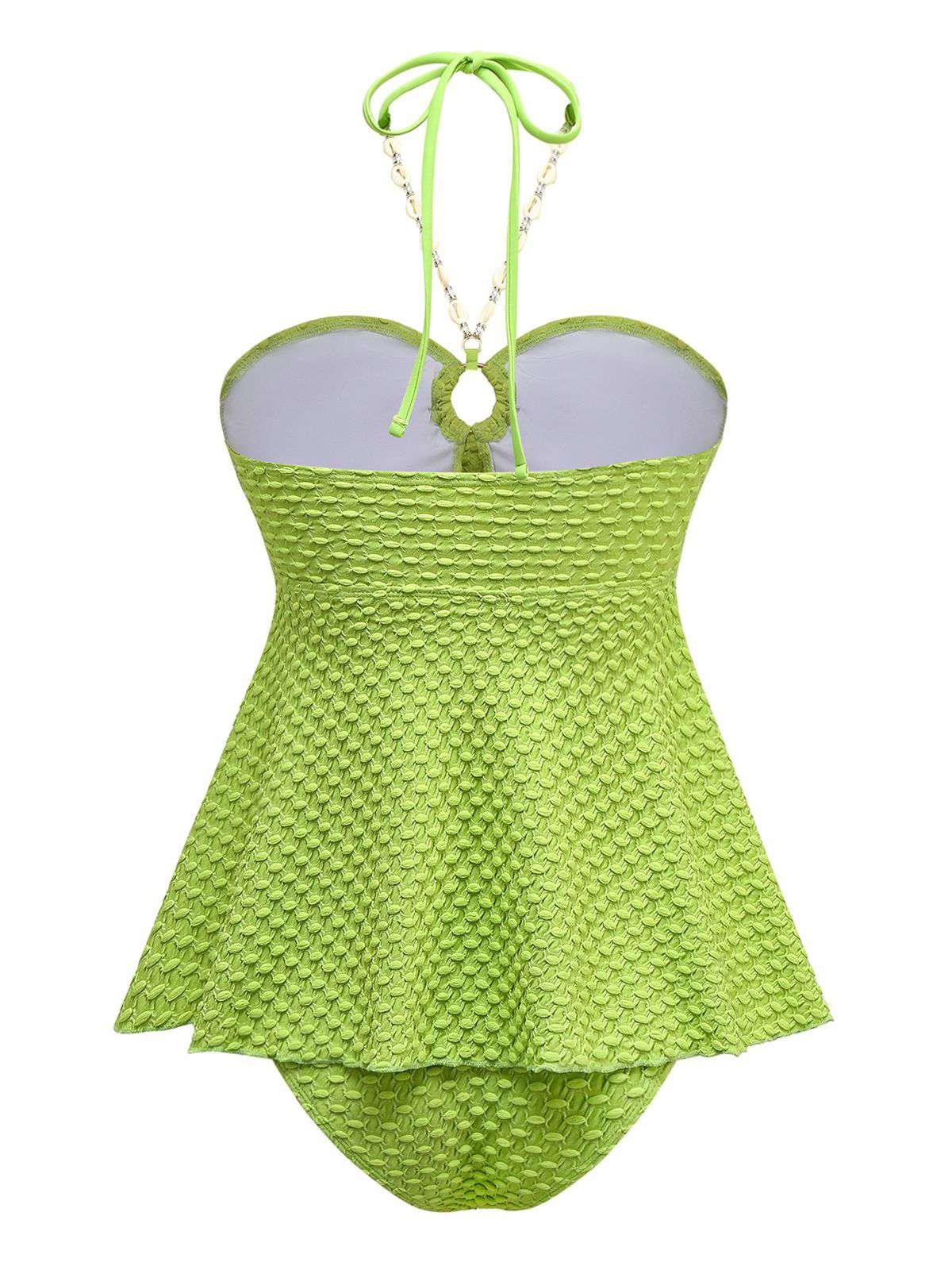 1940s Seashell Chain Lace-Up Halter Swimsuit - Image 2