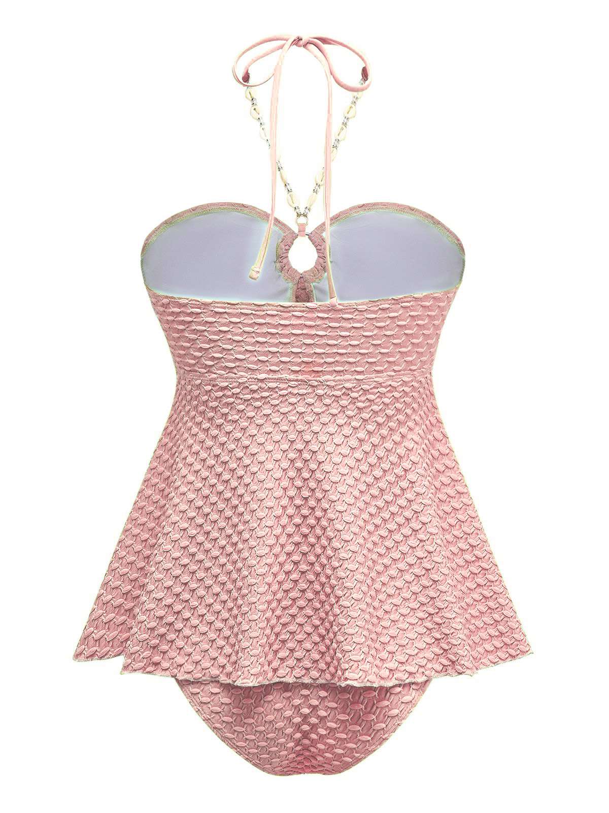 1940s Seashell Chain Lace-Up Halter Swimsuit - Image 7