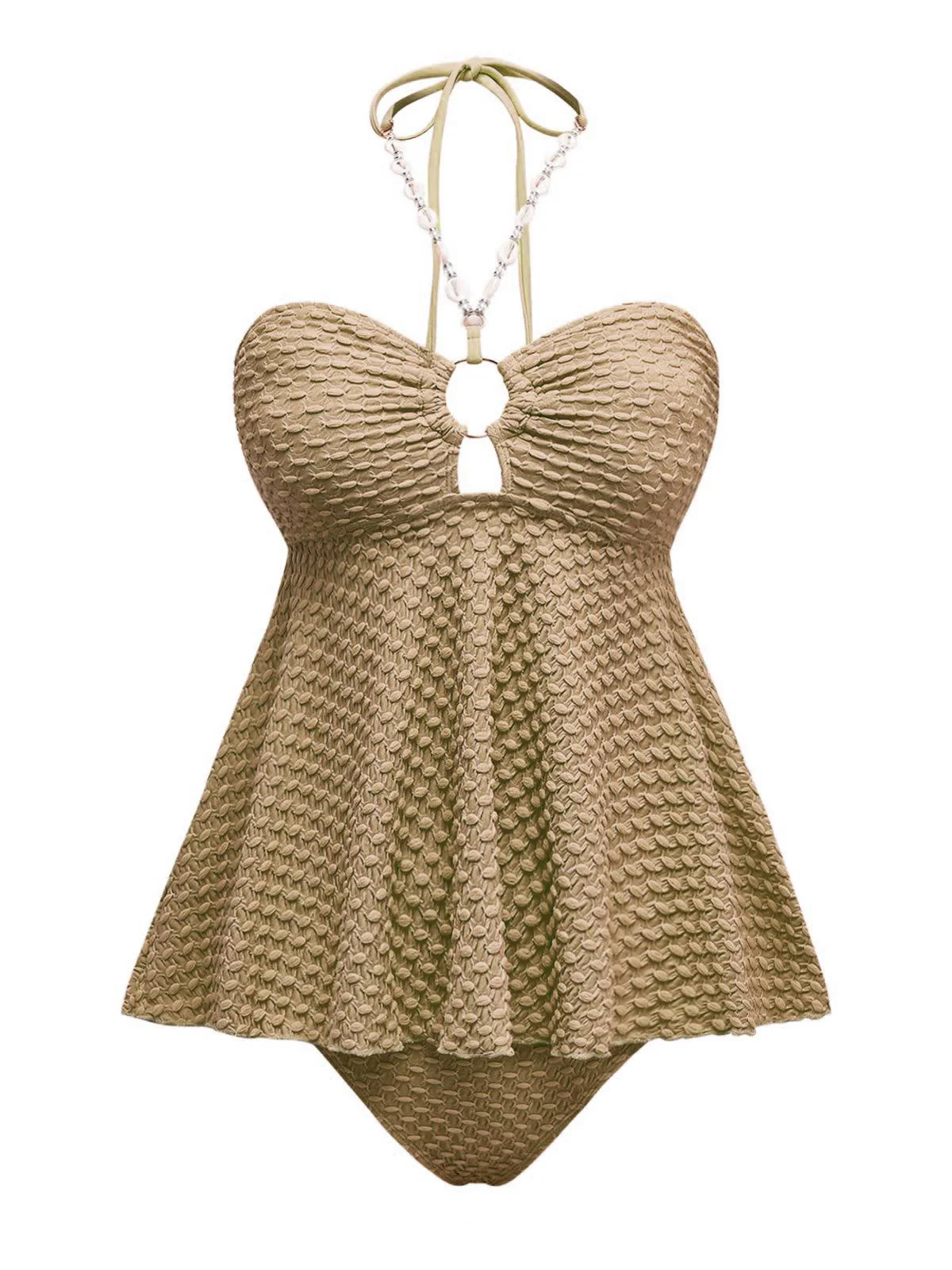 1940s Seashell Chain Lace-Up Halter Swimsuit - Image 8