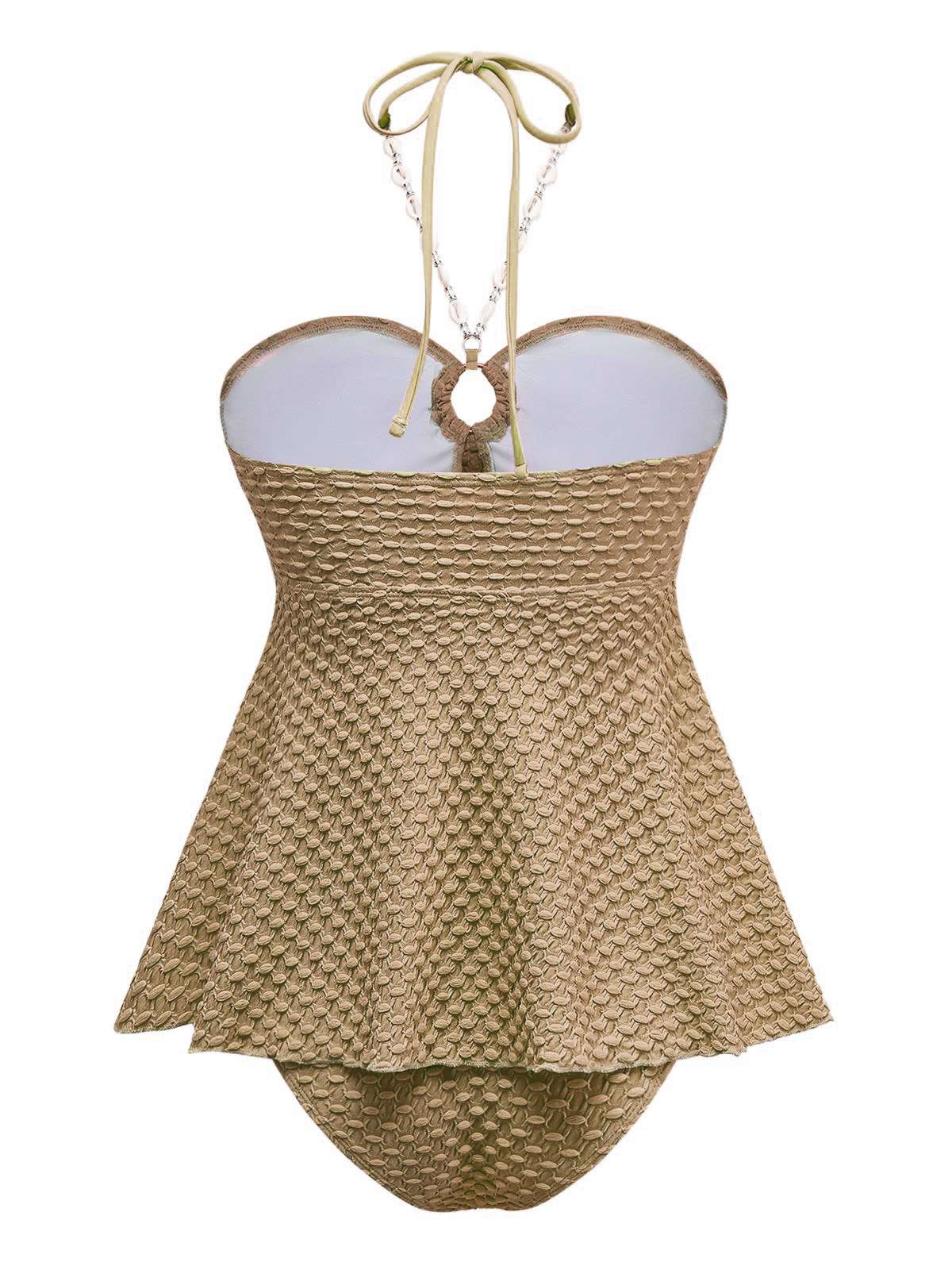 1940s Seashell Chain Lace-Up Halter Swimsuit - Image 9