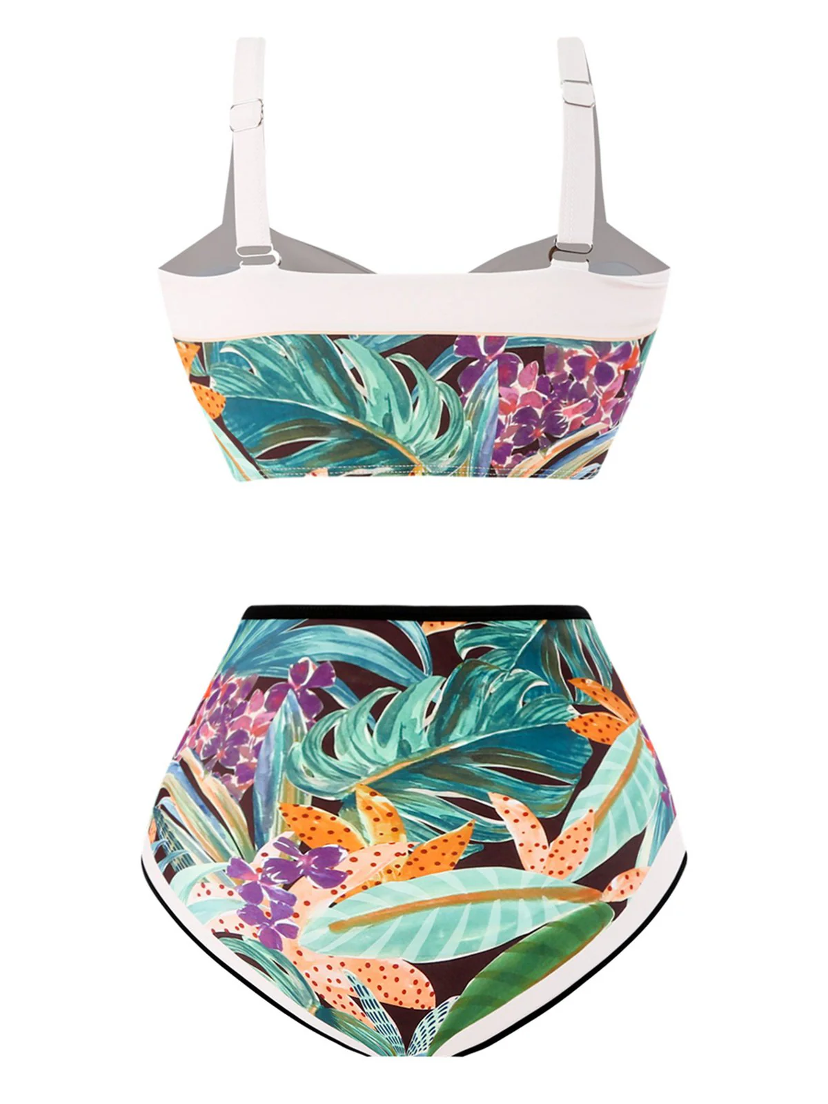 1940s Silhouette Plants Wide Straps Bikini - Image 5