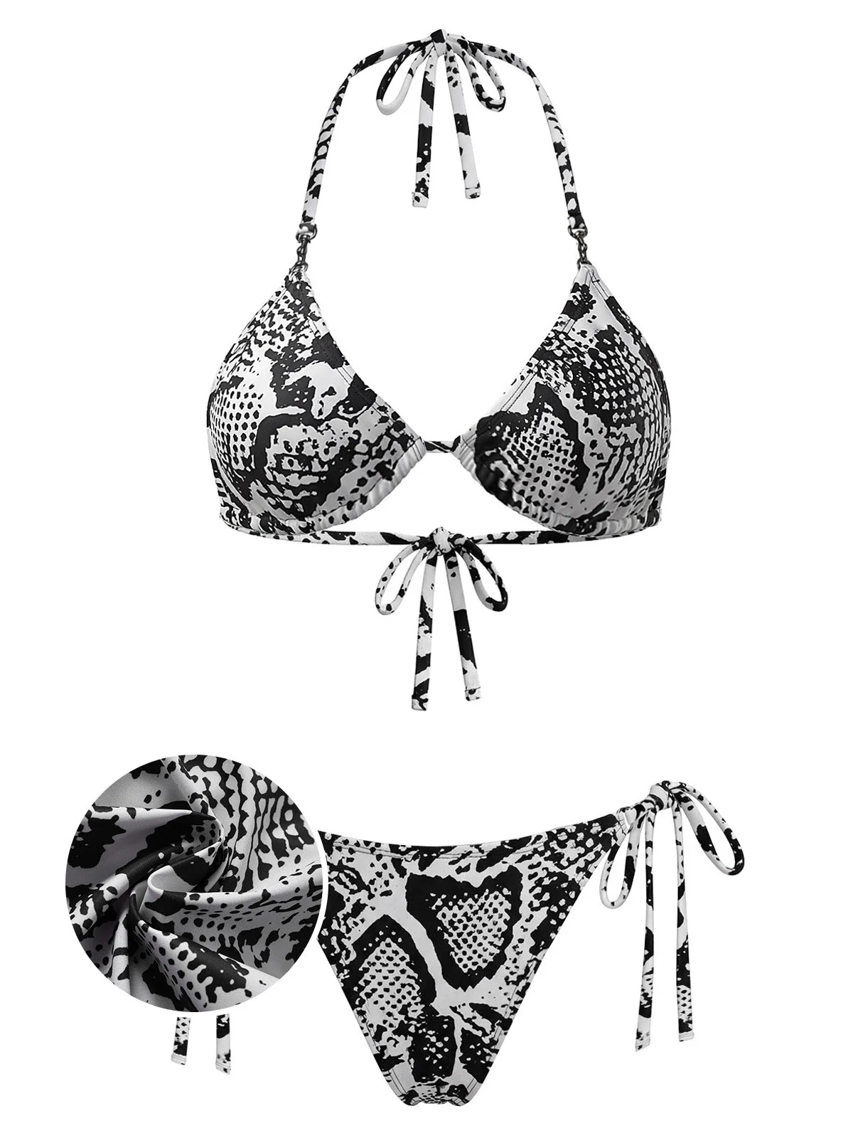 [Pre-Sale] 1940s Snakeskin Twisted Metal-Trimmed Swimsuit & Cover-Up - Image 4