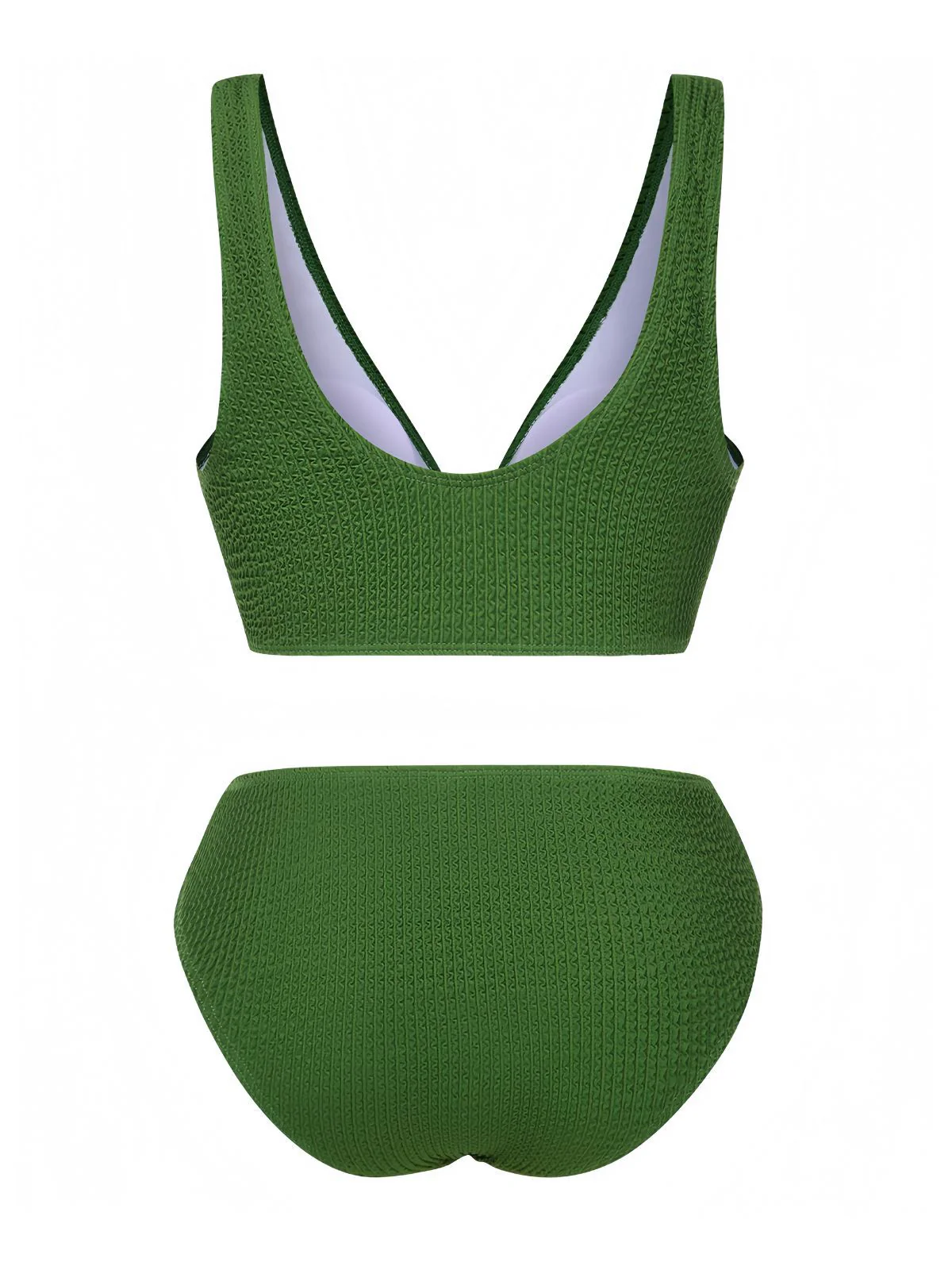 1940s Solid Bowknot Textured Fabric Swimsuit - Image 2