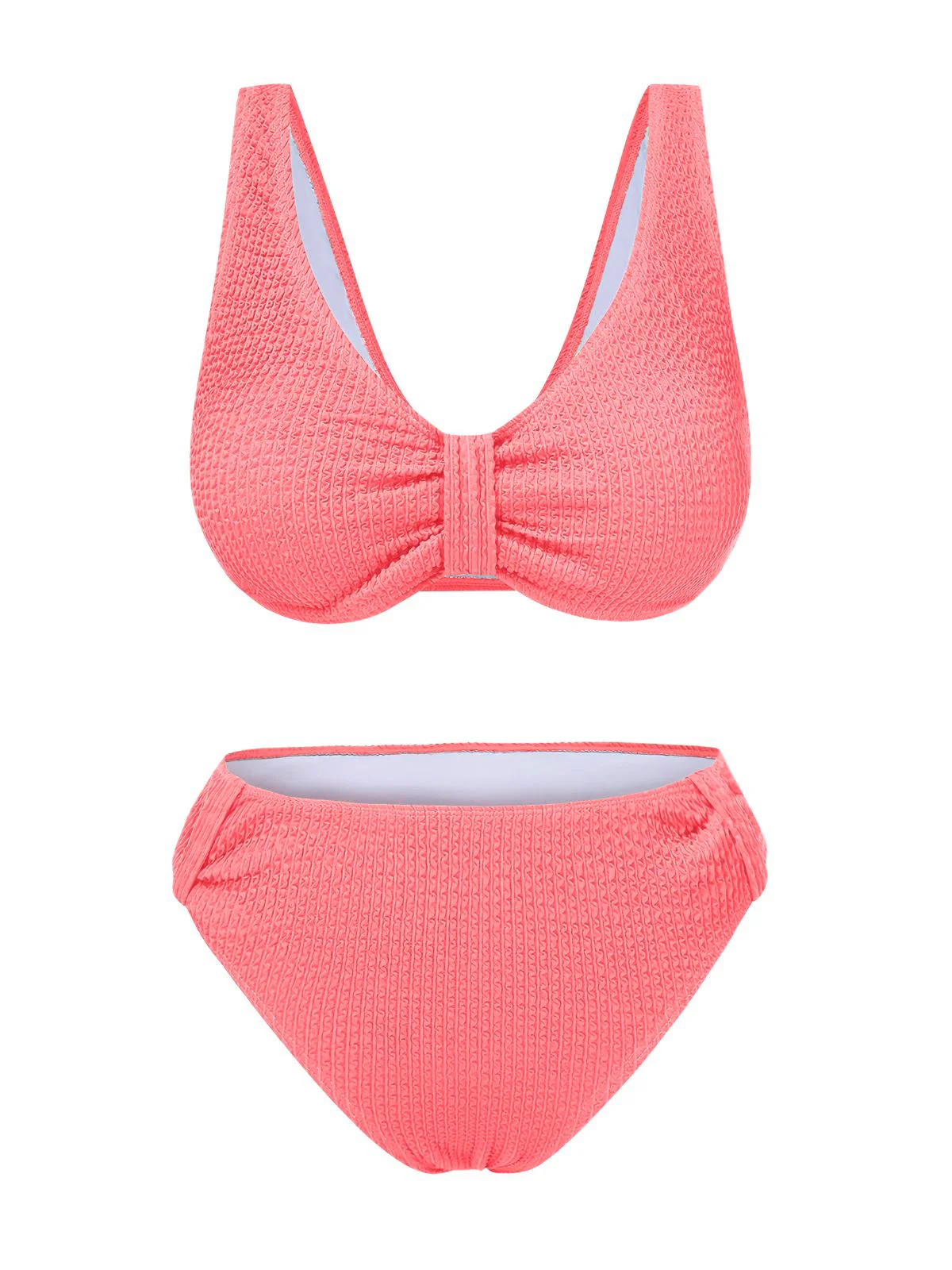1940s Solid Bowknot Textured Fabric Swimsuit - Image 5