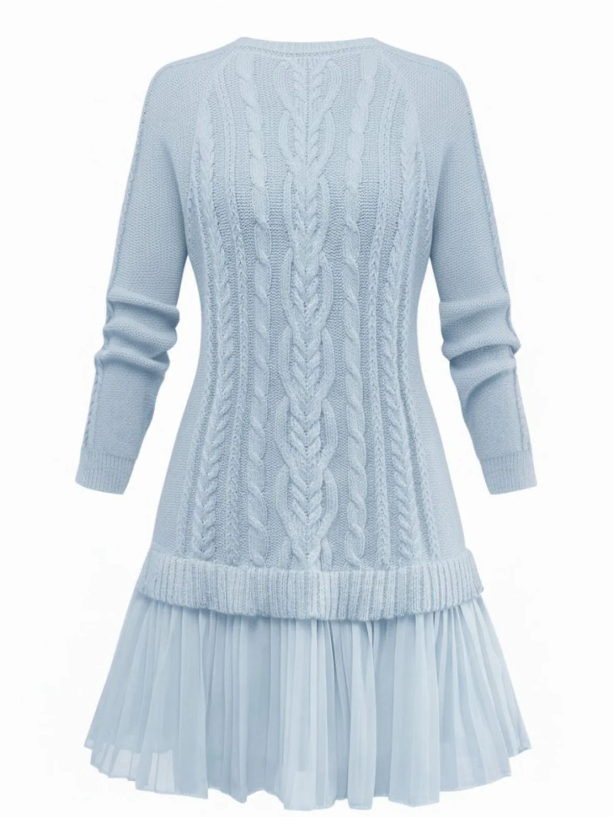 1940s Solid Cable Knit Pleated Hem Sweater Dress - Image 8