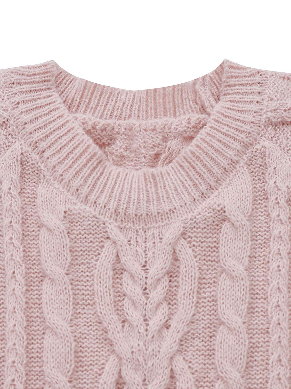 1940s Solid Cable Knit Pleated Hem Sweater Dress - Image 4