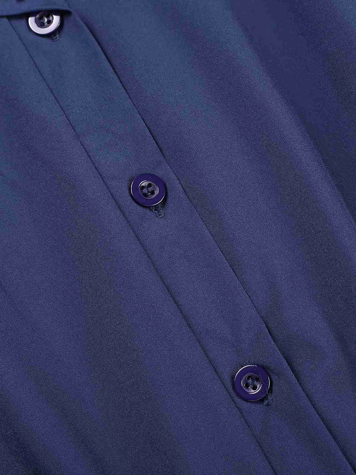 1940s Solid Cap Sleeves Buttoned Shirt Dress - Image 9
