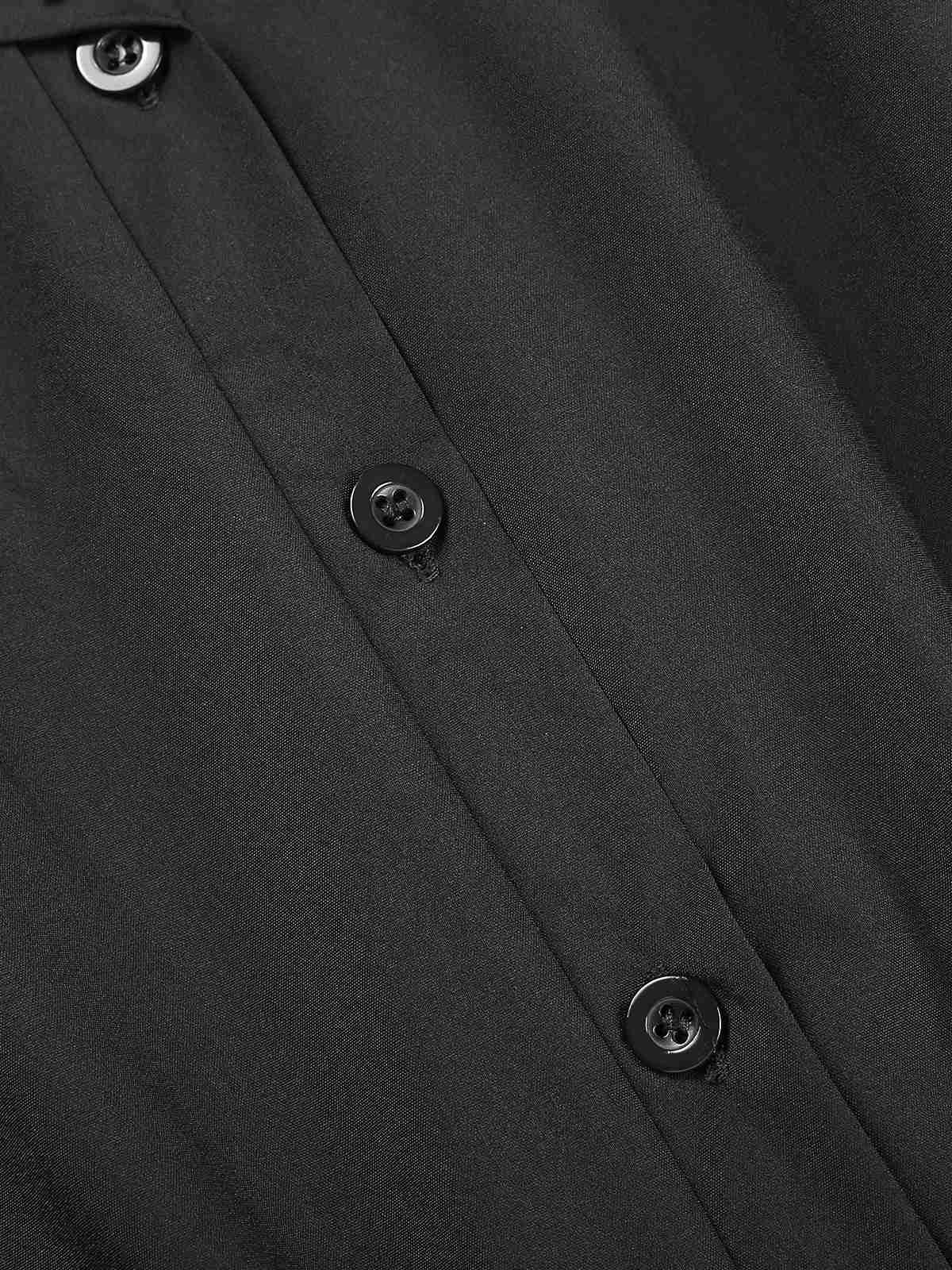 1940s Solid Cap Sleeves Buttoned Shirt Dress - Image 4