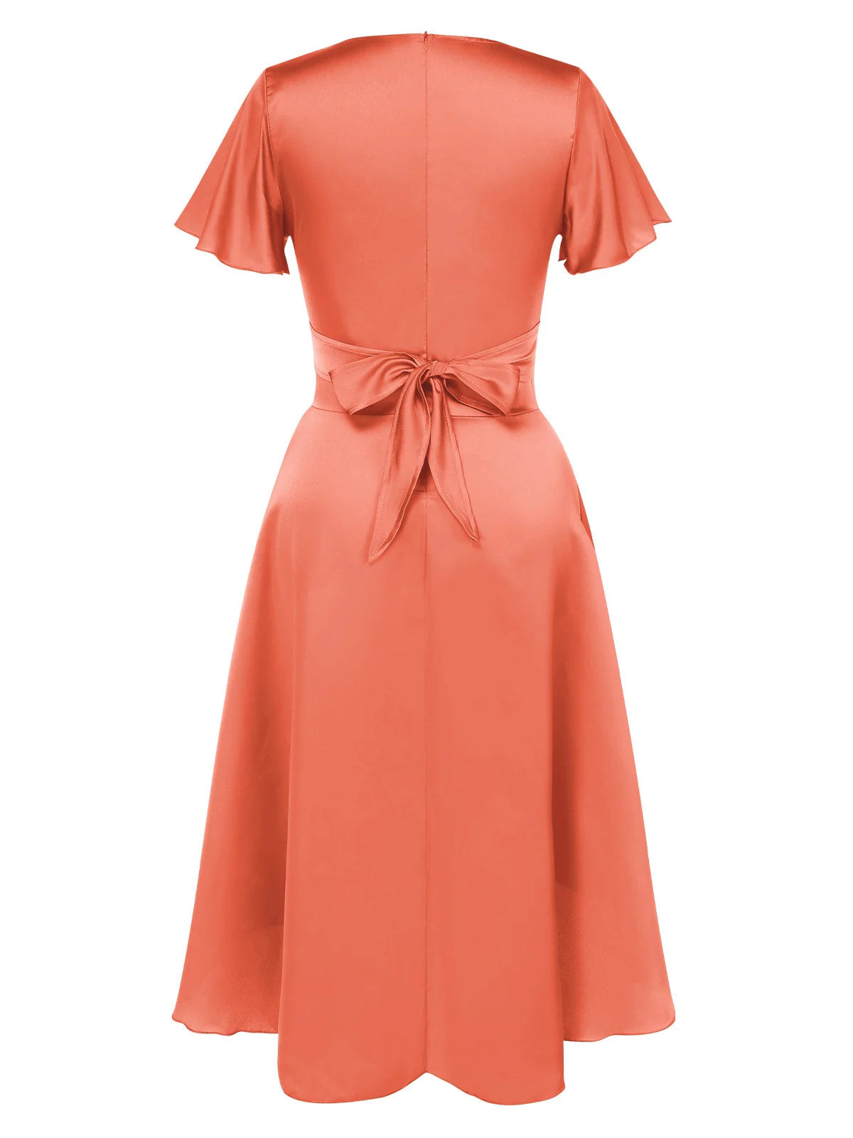 1940s Solid Deep V-Neck Twisted Satin Dress - Image 6