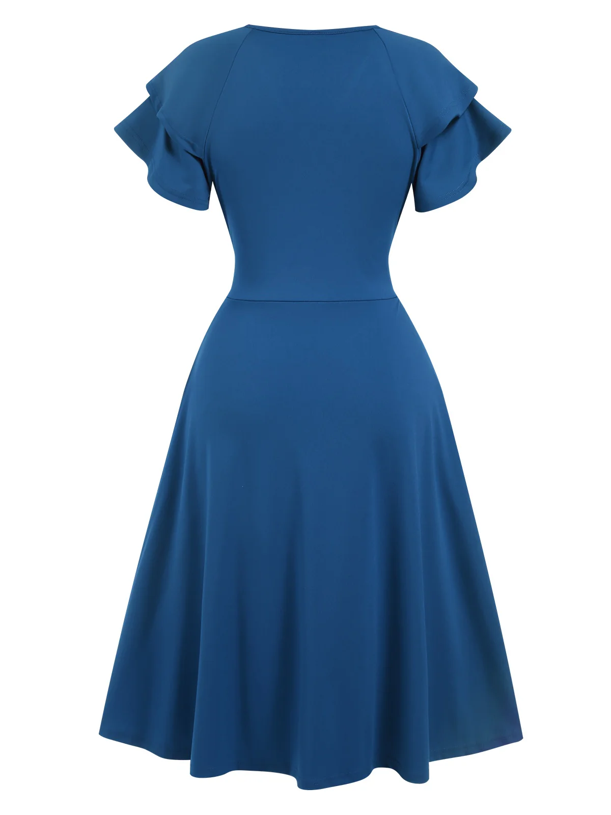 1940s Solid Double Sleeves V-Neck Dress - Image 13