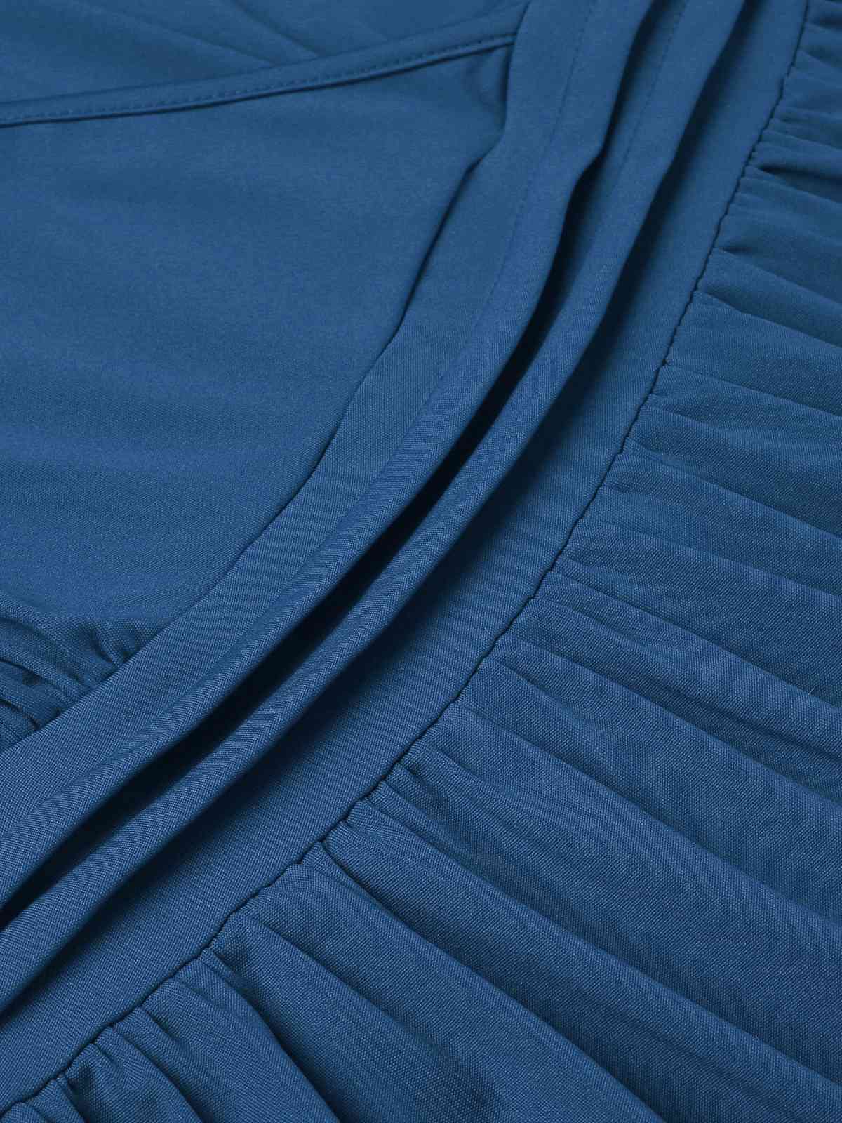 1940s Solid Double Sleeves V-Neck Dress - Image 14