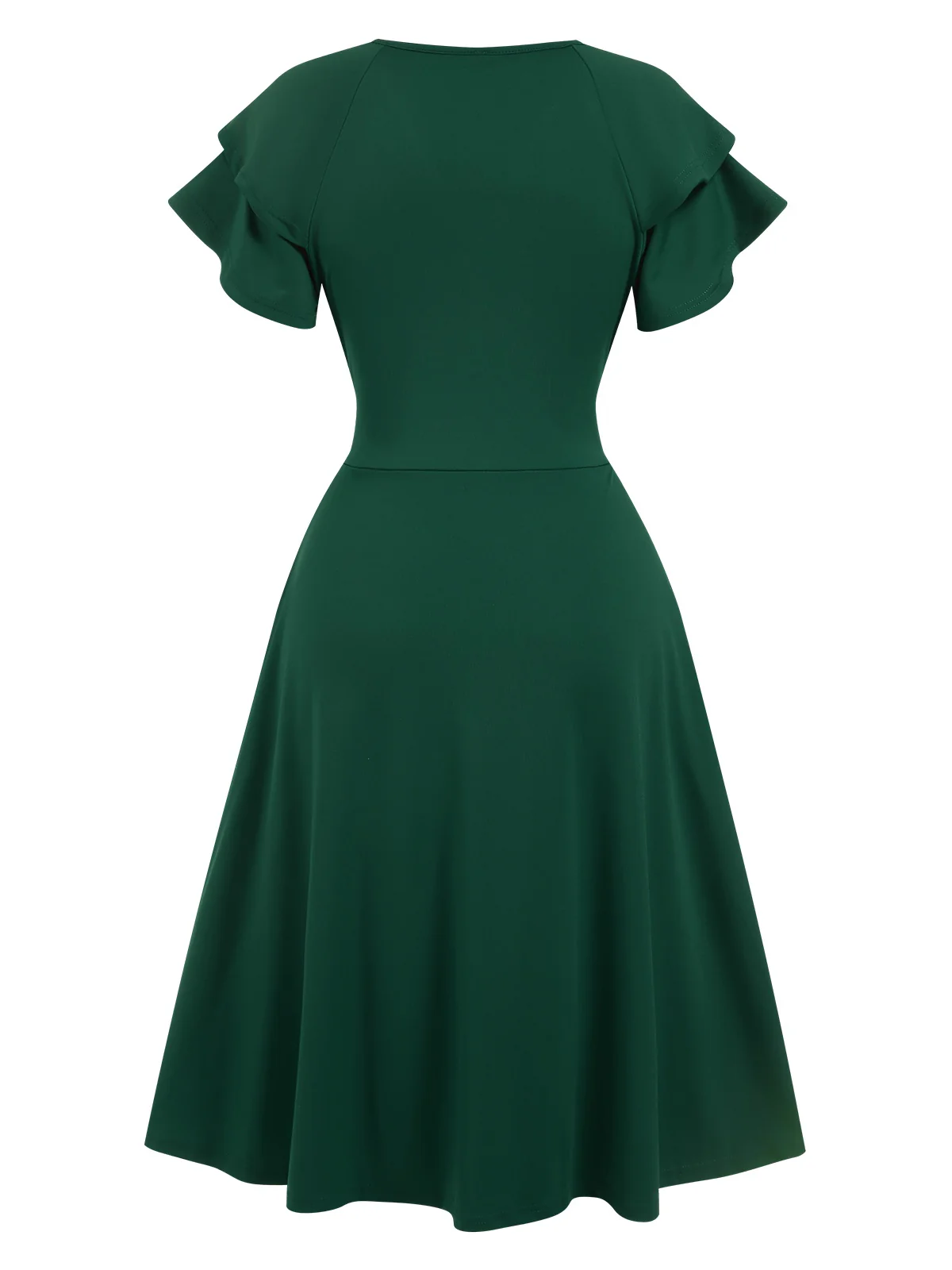 1940s Solid Double Sleeves V-Neck Dress - Image 8