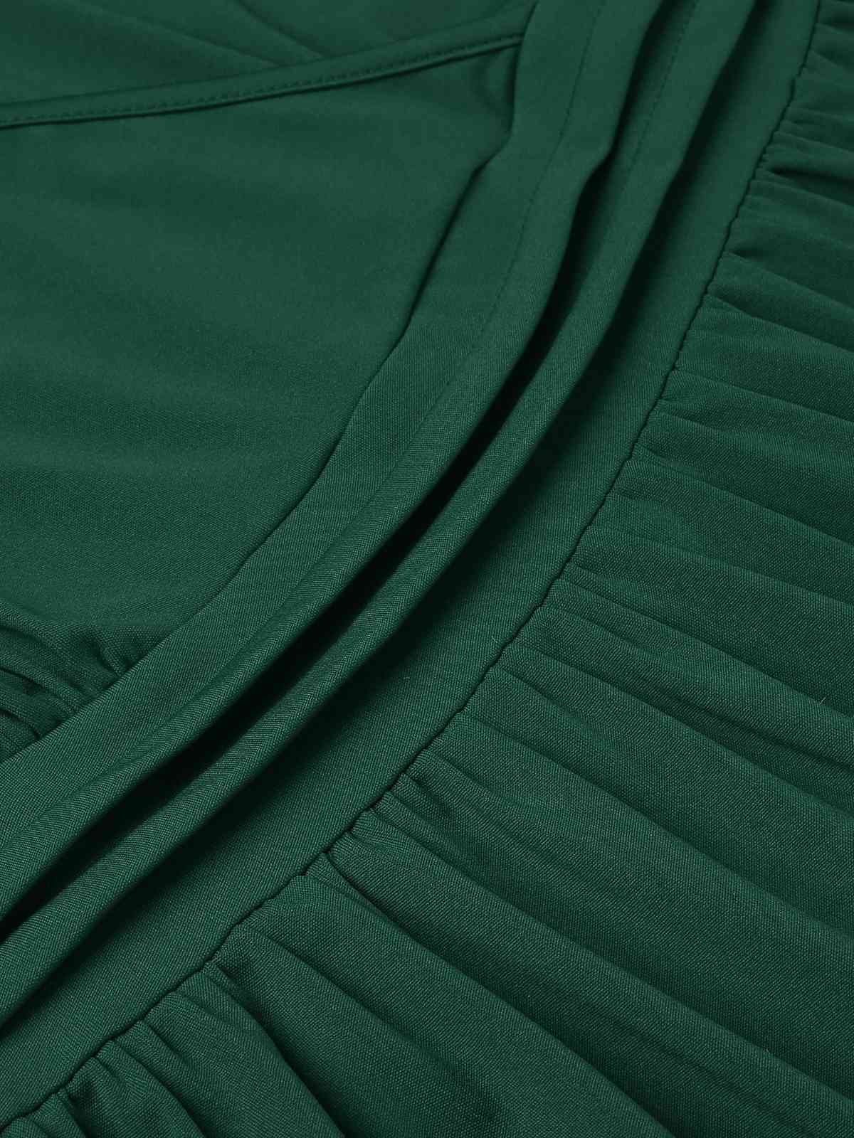 1940s Solid Double Sleeves V-Neck Dress - Image 9