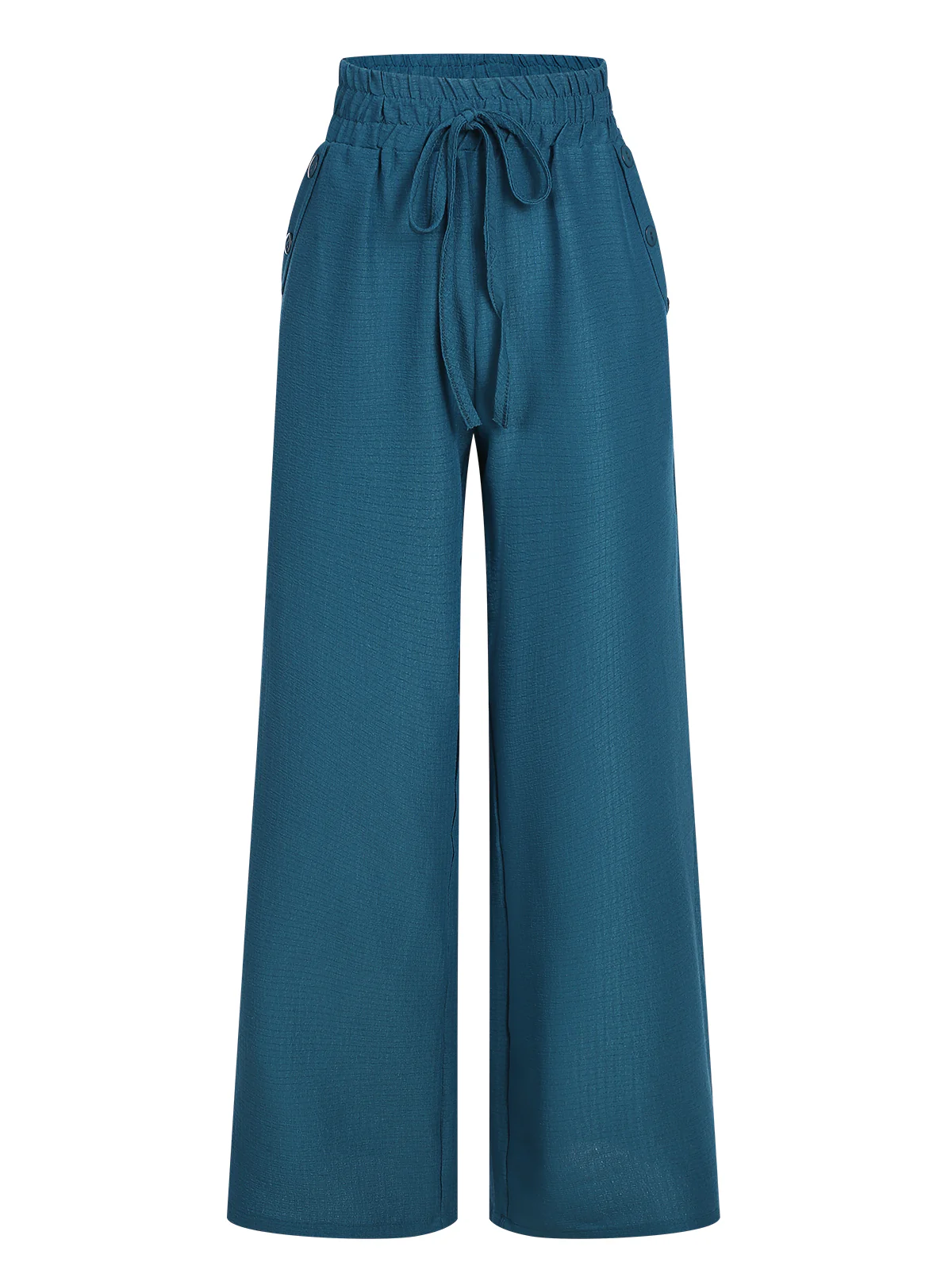 1940s Solid Elastic Waist Loose Pants - Image 11