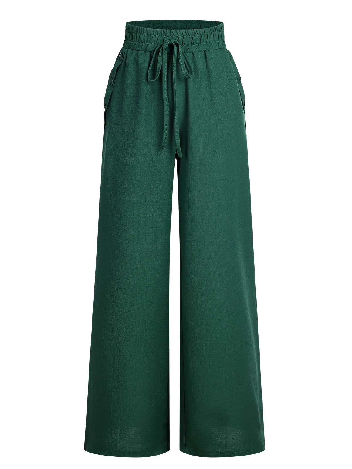 1940s Solid Elastic Waist Loose Pants - Image 6