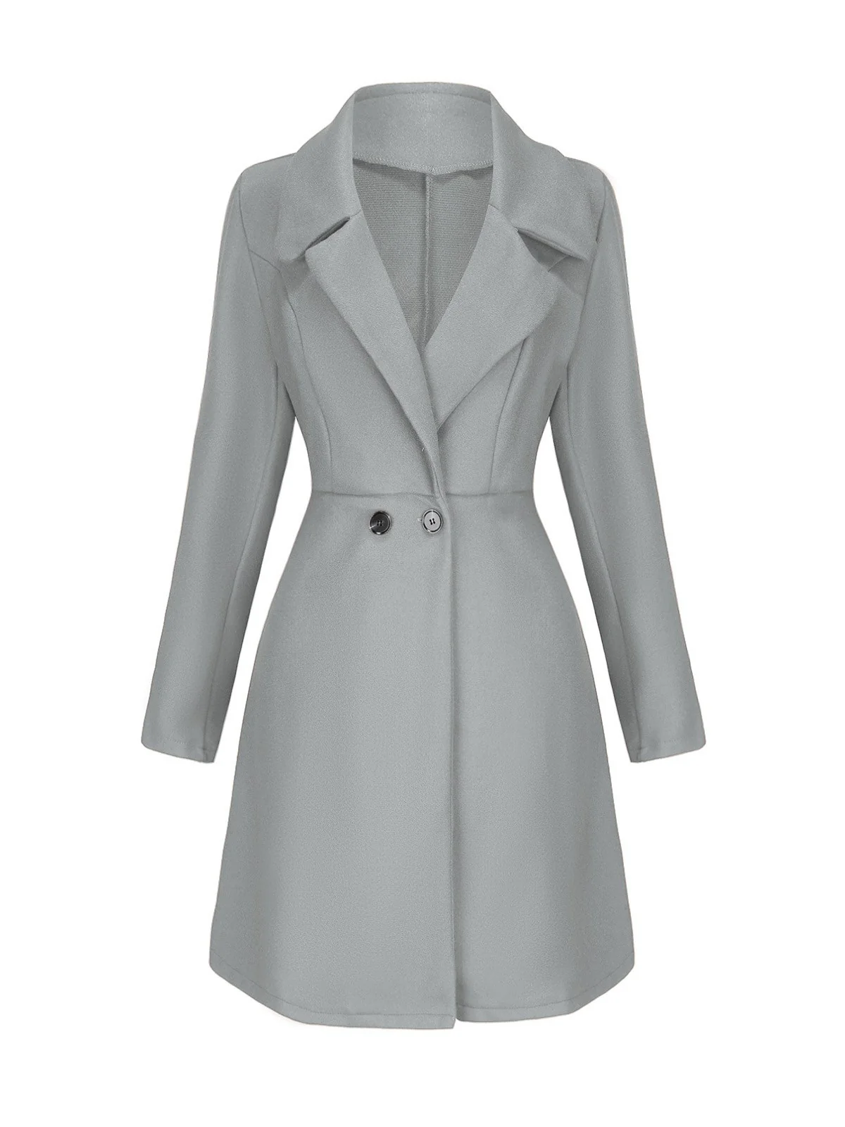 1940s Solid Faux Wool Wide Lapel Swing Coat - Image 4