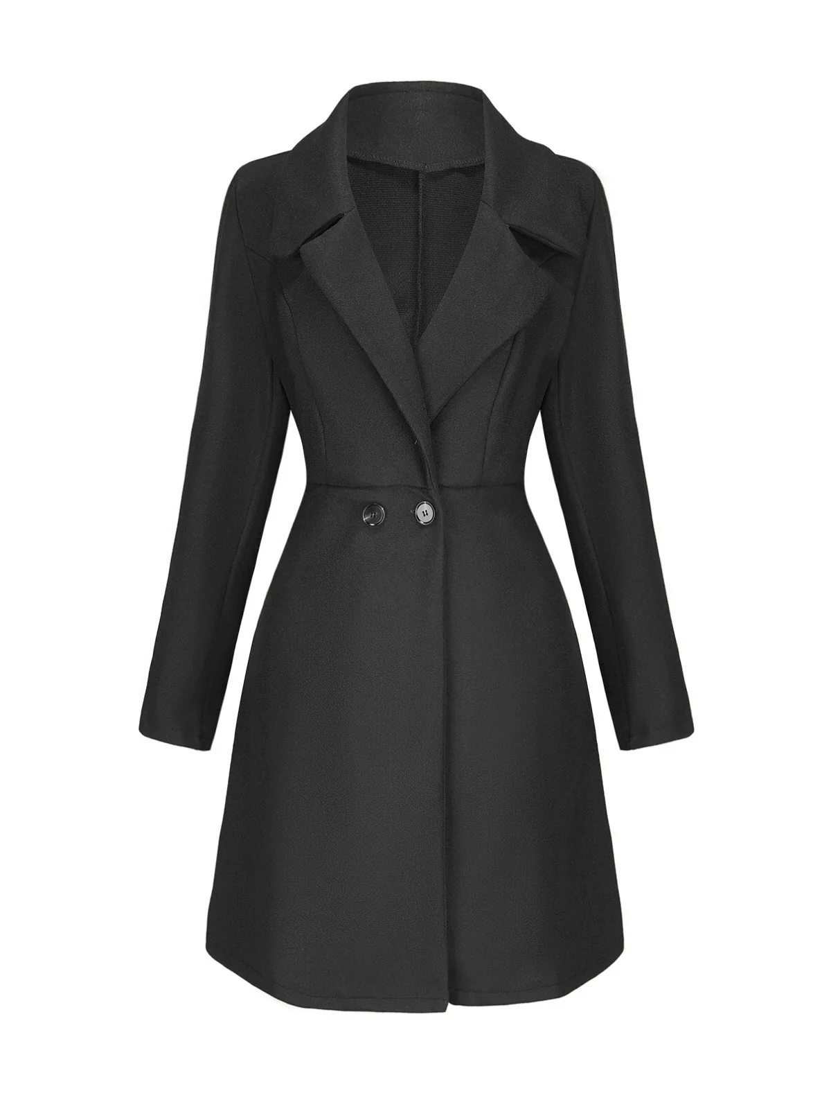 1940s Solid Faux Wool Wide Lapel Swing Coat - Image 6