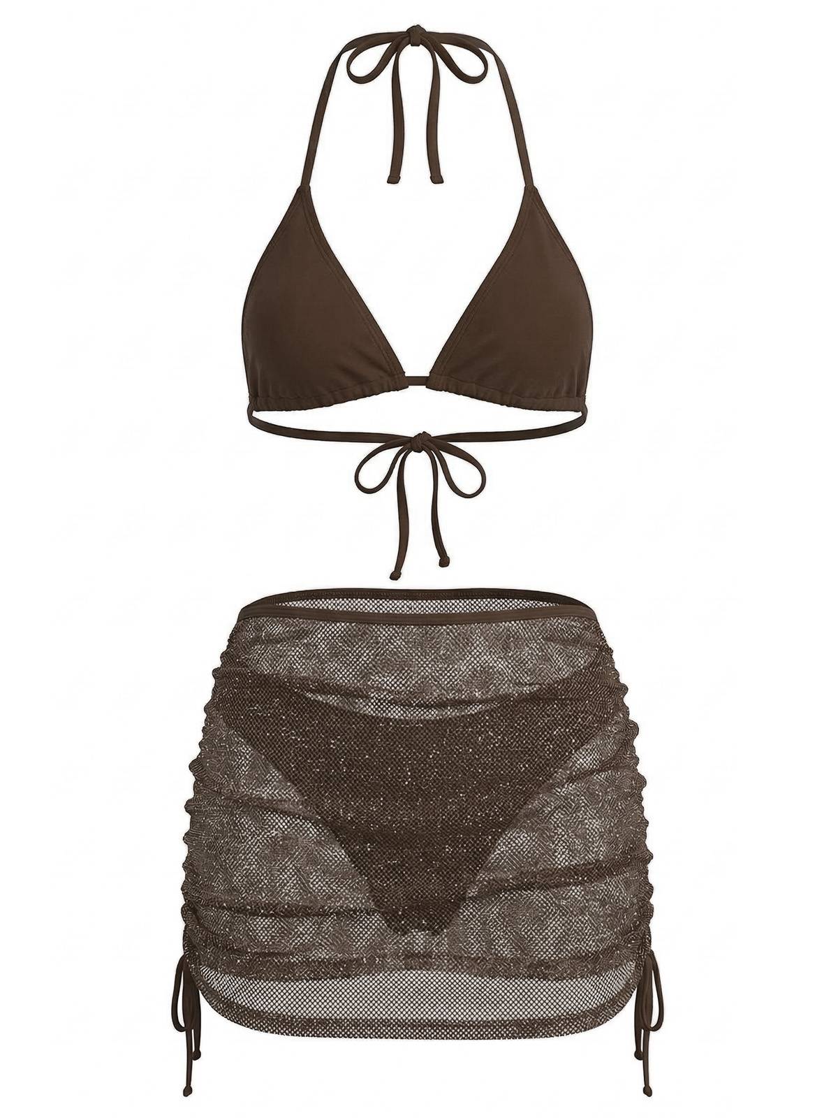 1940s Solid Halter Bikini Set & Crochet Cover-Up - Image 8