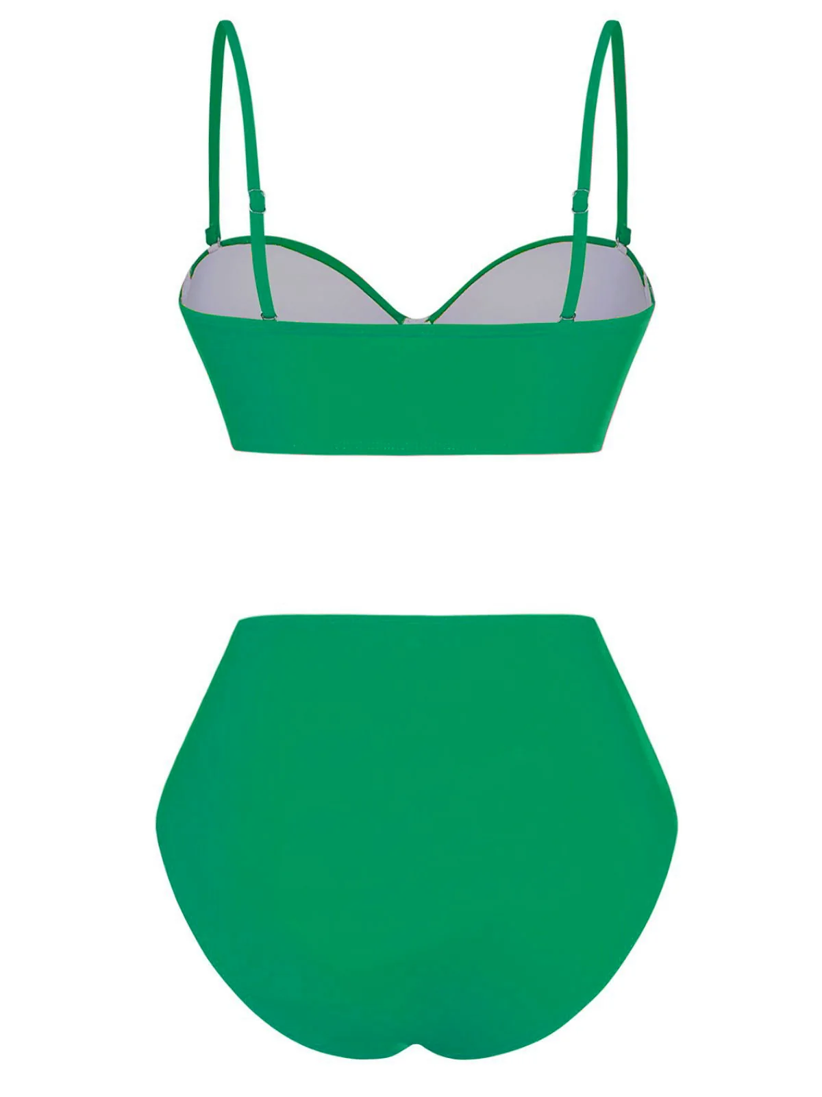 1940s Solid High-Waisted Ruched Bikini Set - Image 13